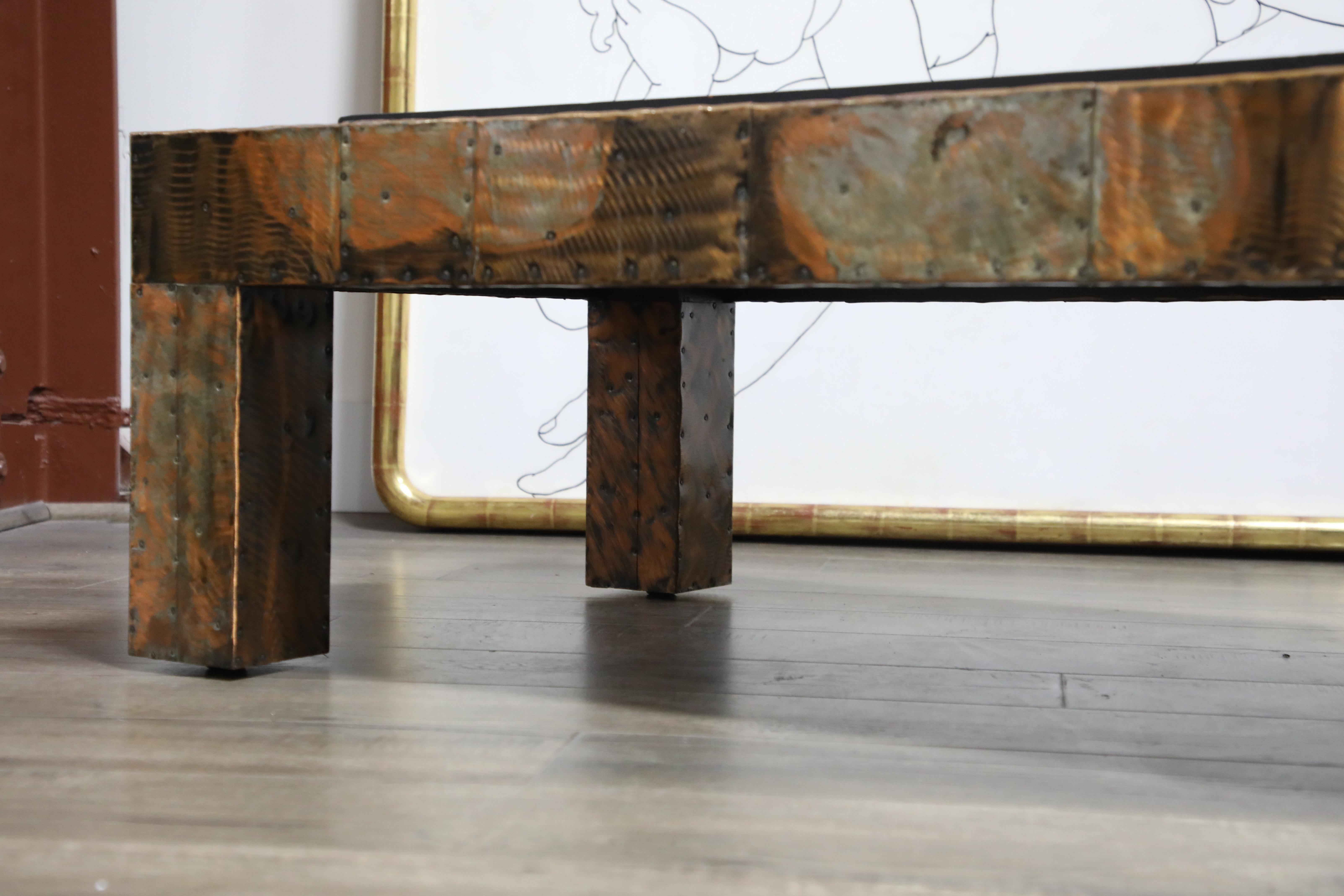 Paul Evans for Directional Patchwork Copper Coffee Table with Slate Top, 1970s 2