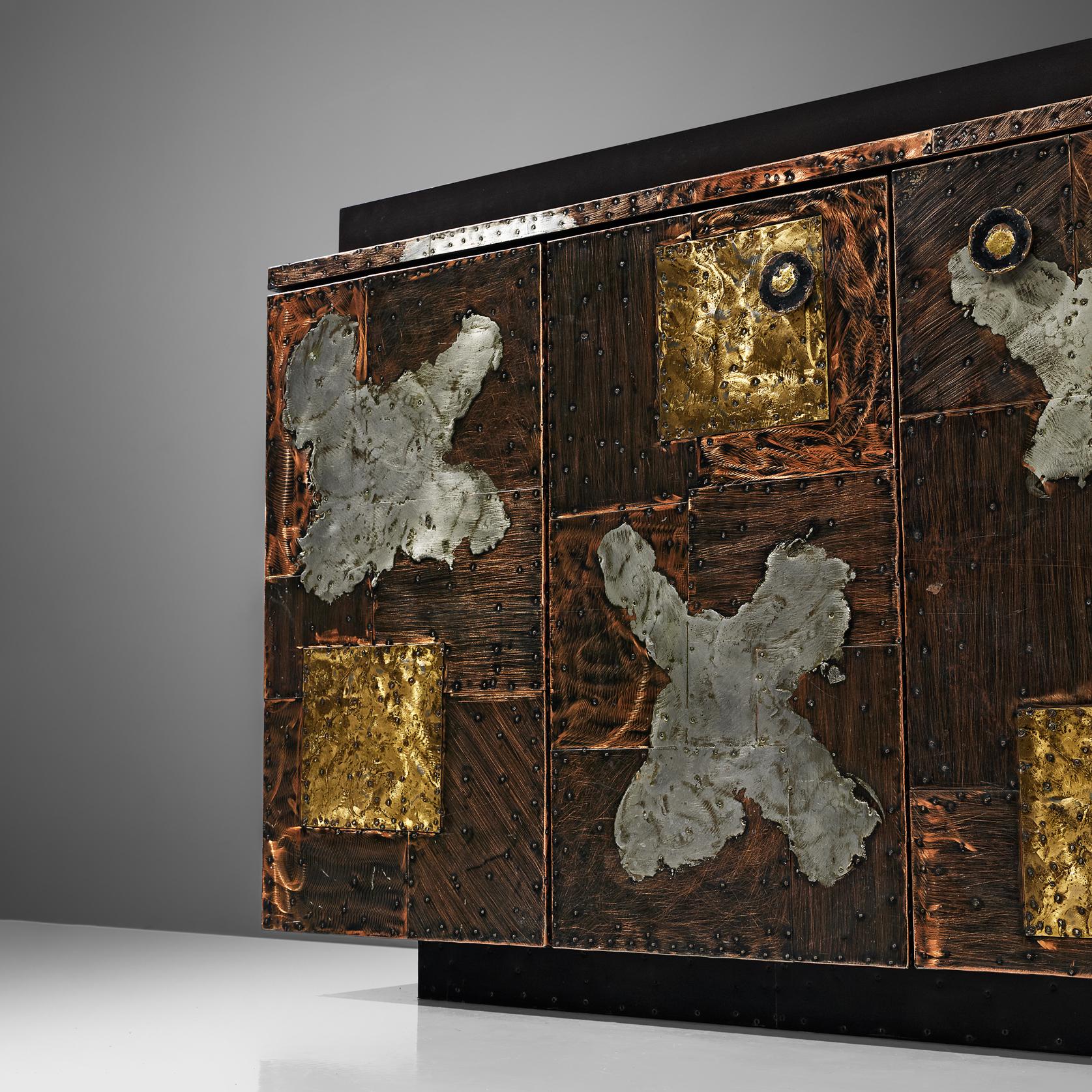 Brass Paul Evans for Directional 'Patchwork' Sideboard
