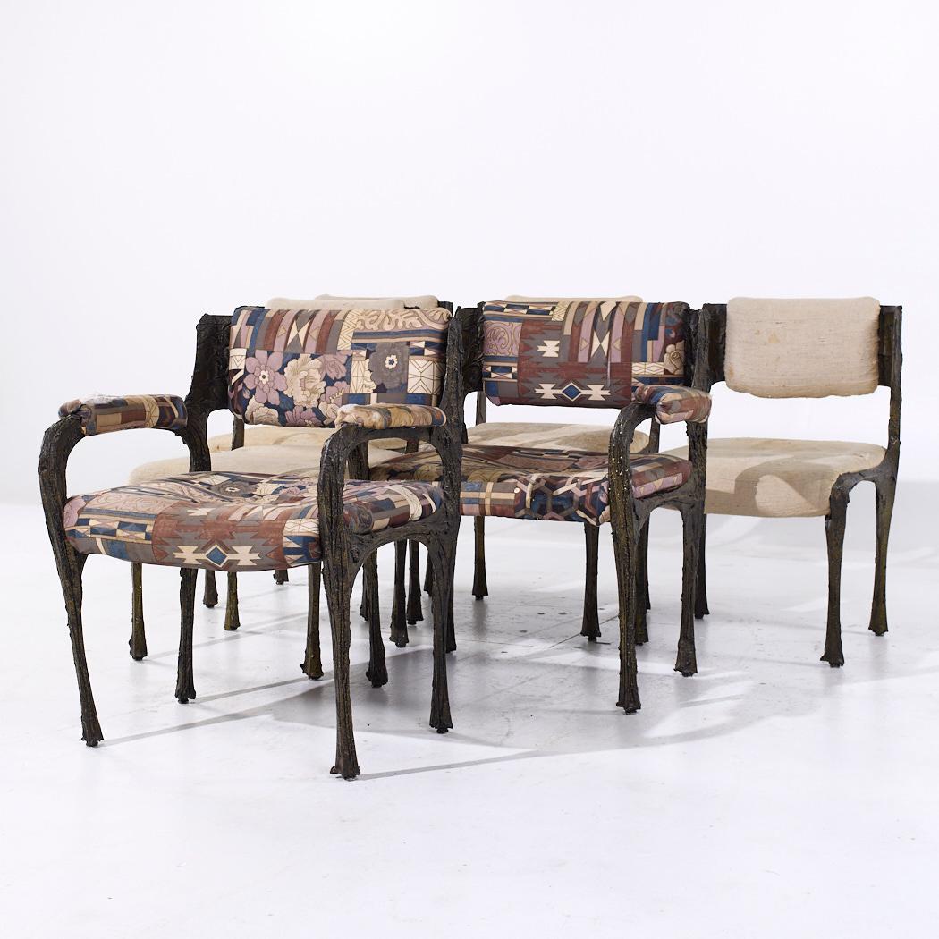 Mid-Century Modern Paul Evans pour Directional PE-105/106 MCM Chaises Stalagmite en bronze - Lot de 6 en vente