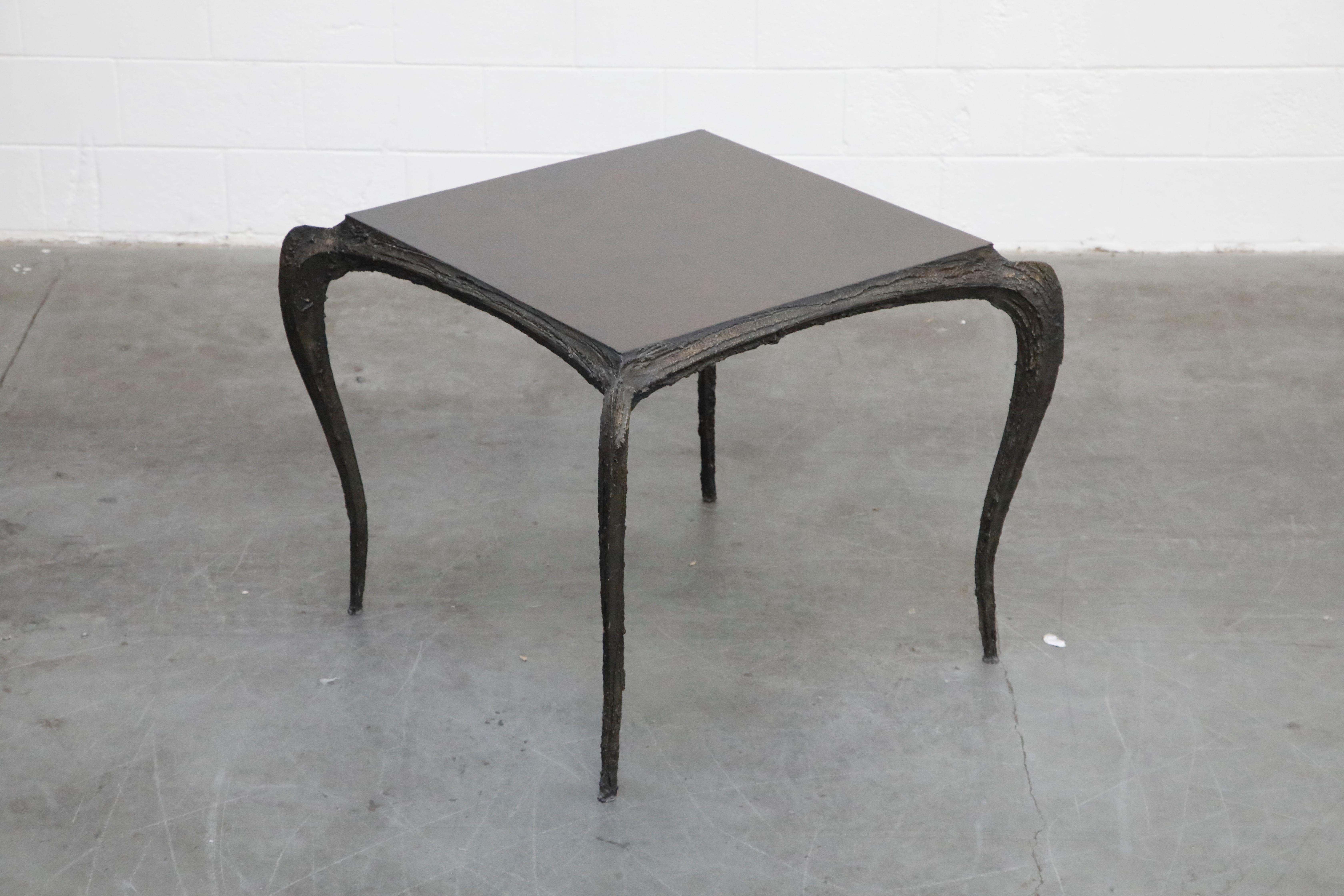 Brutalist Paul Evans for Directional #PE-114 Sculpted Bronze Cafe Dining Table, circa 1968