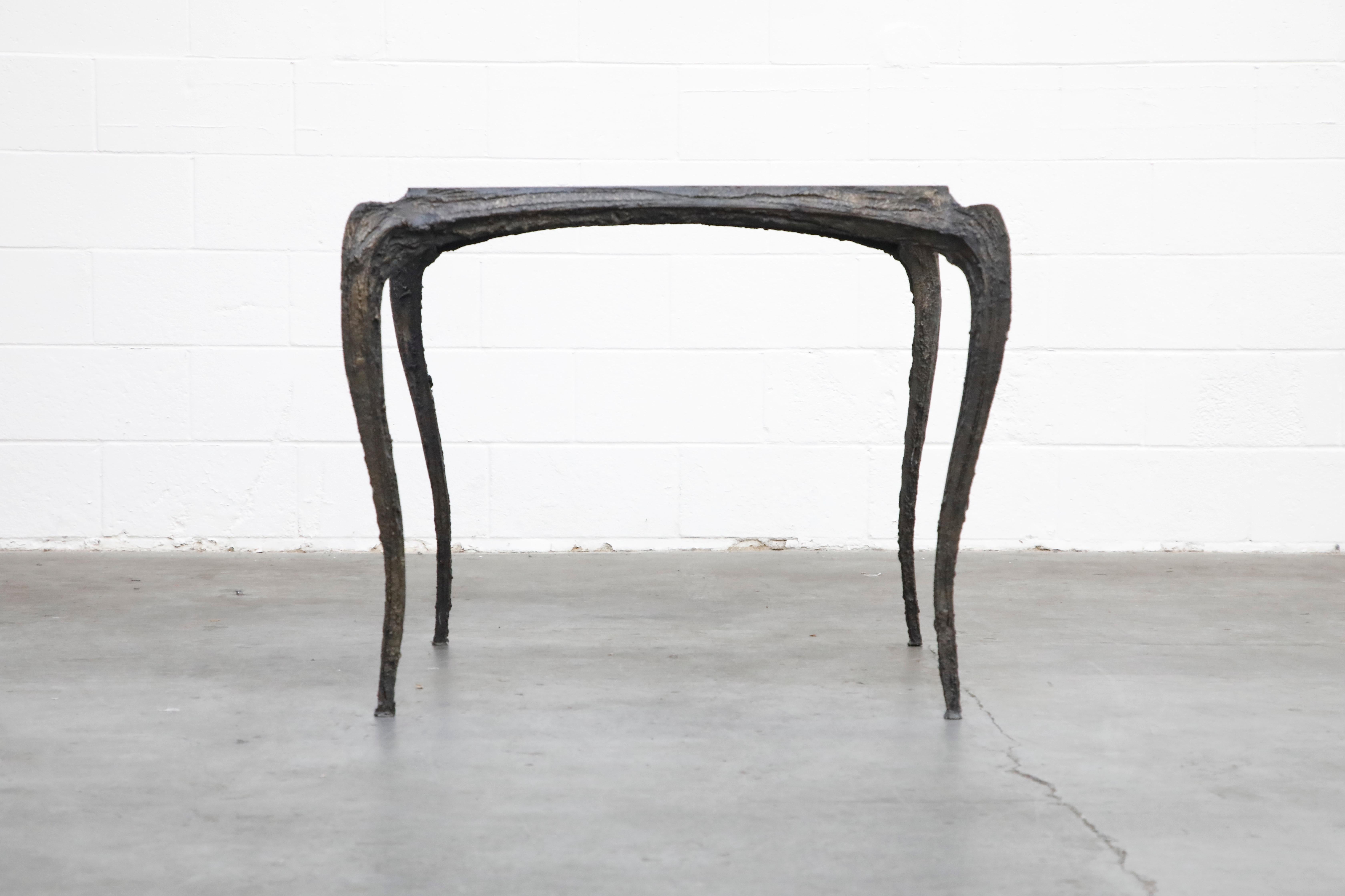 American Paul Evans for Directional #PE-114 Sculpted Bronze Cafe Dining Table, circa 1968