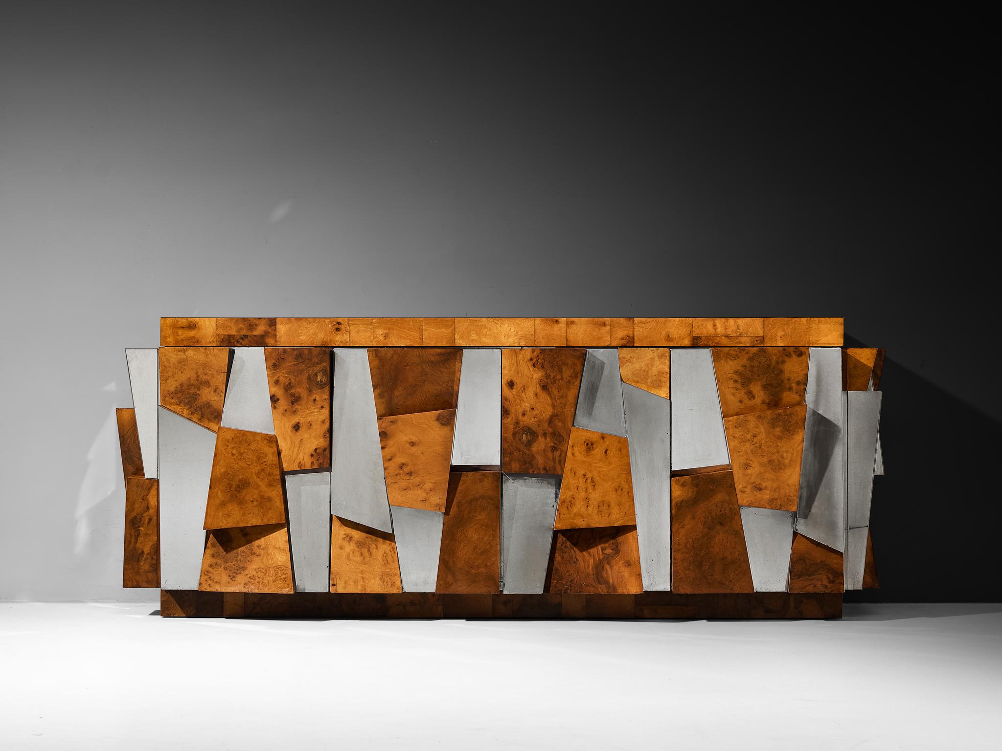 Paul Evans für Directional 'PE 300' Facettiertes Sideboard aus Chrom und Wurzelholz im Angebot 3