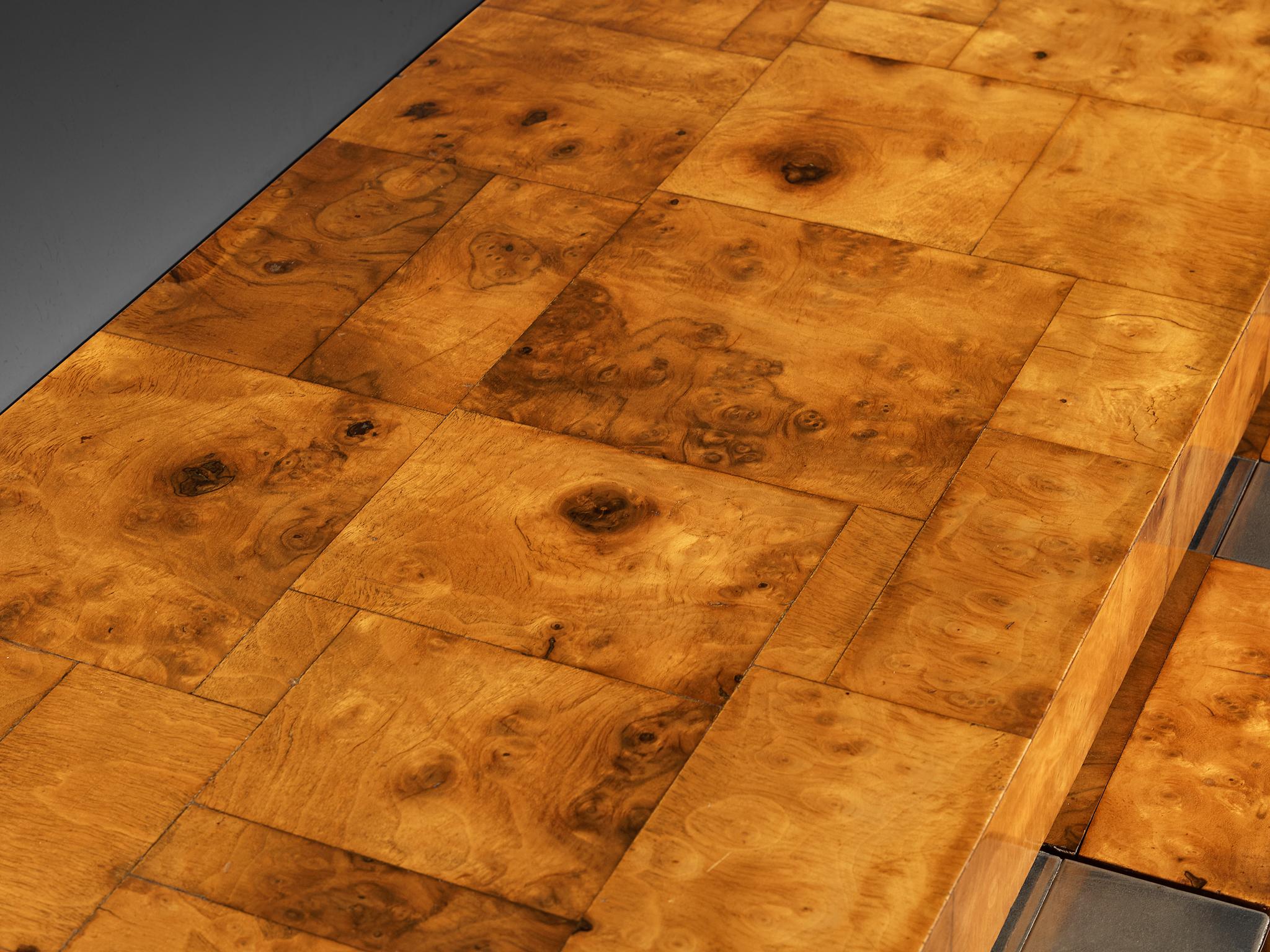 Paul Evans für Directional 'PE 300' Facettiertes Sideboard aus Chrom und Wurzelholz (Ende des 20. Jahrhunderts) im Angebot