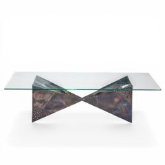 Paul Evans for Directional PE13 Mid Century Bronzed Steel and Glass Coffee Table