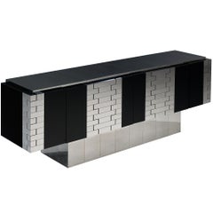 Paul Evans for Directional Rare 'Cityscape' 'Steel Hinged' Sideboard in Chrome
