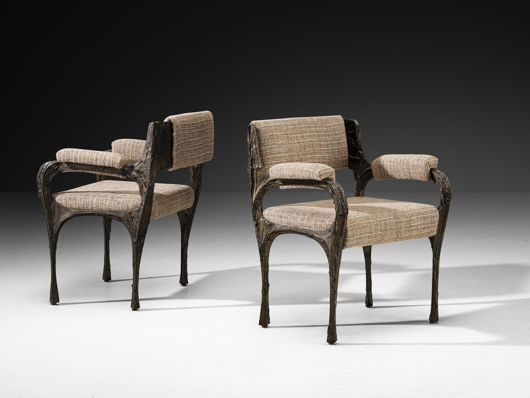 Paul Evans for Directional Sculpted Bronze Dining Chairs For Sale 4