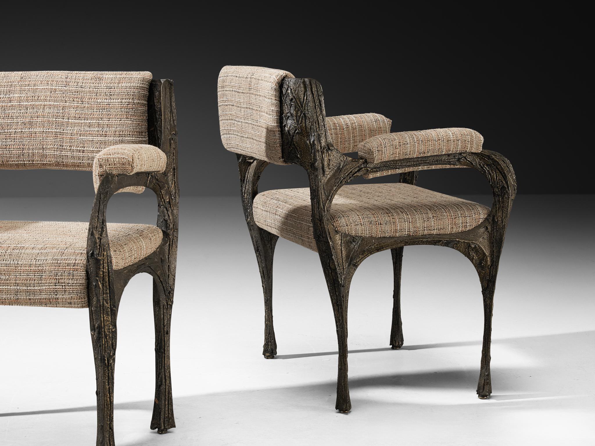 Post-Modern Paul Evans for Directional Sculpted Bronze Dining Chairs For Sale
