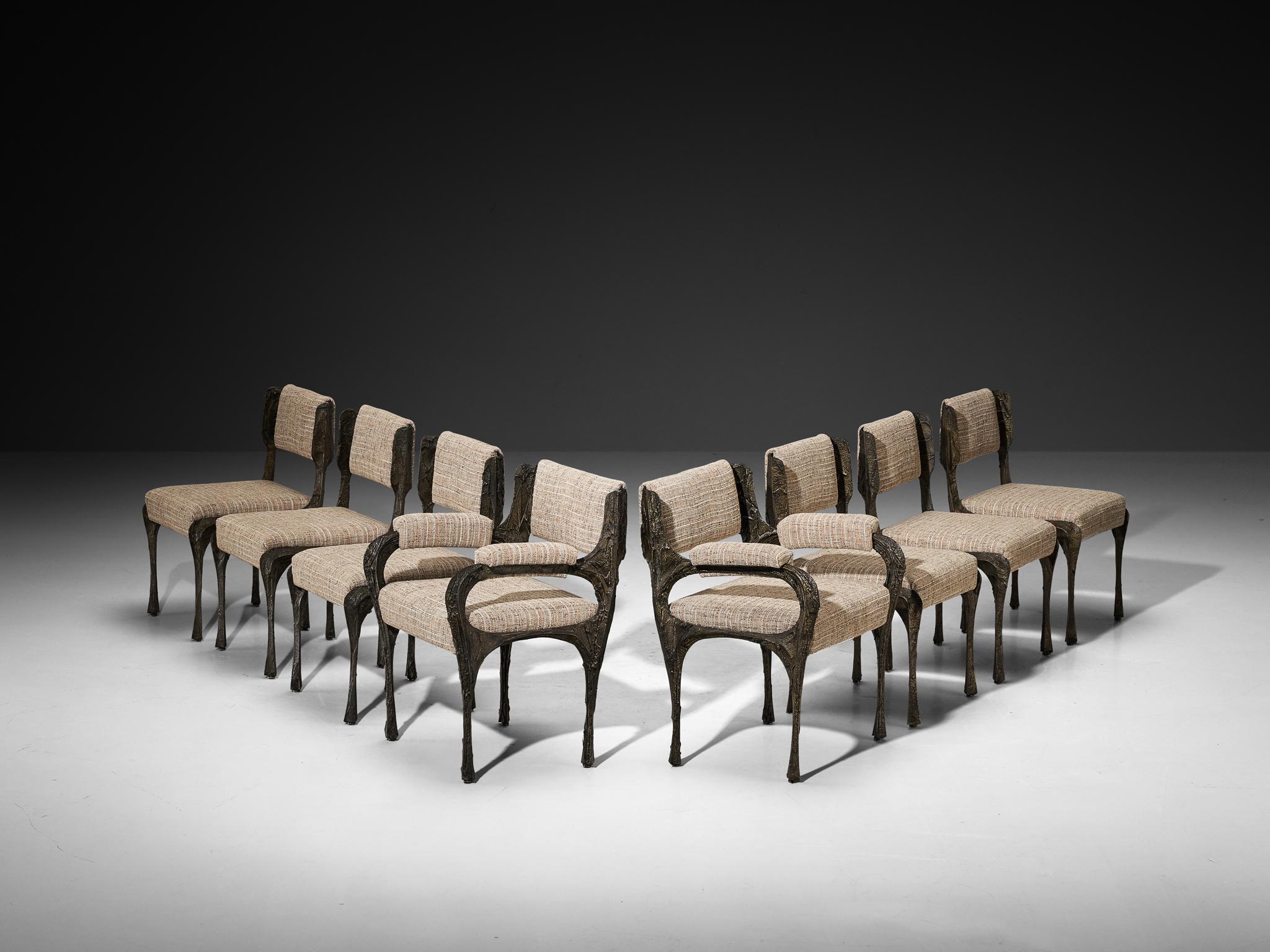 American Paul Evans for Directional Sculpted Bronze Dining Chairs For Sale