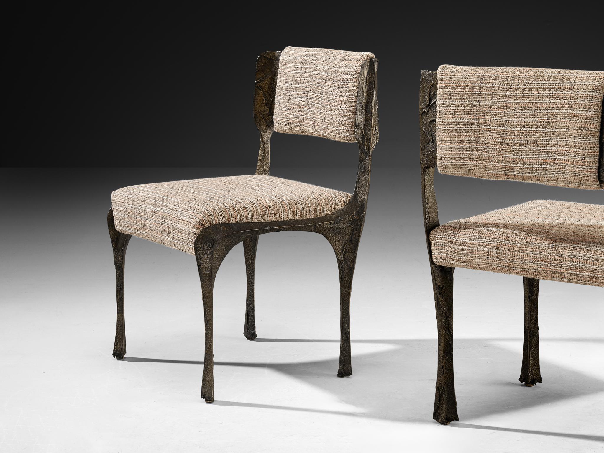 Late 20th Century Paul Evans for Directional Sculpted Bronze Dining Chairs For Sale
