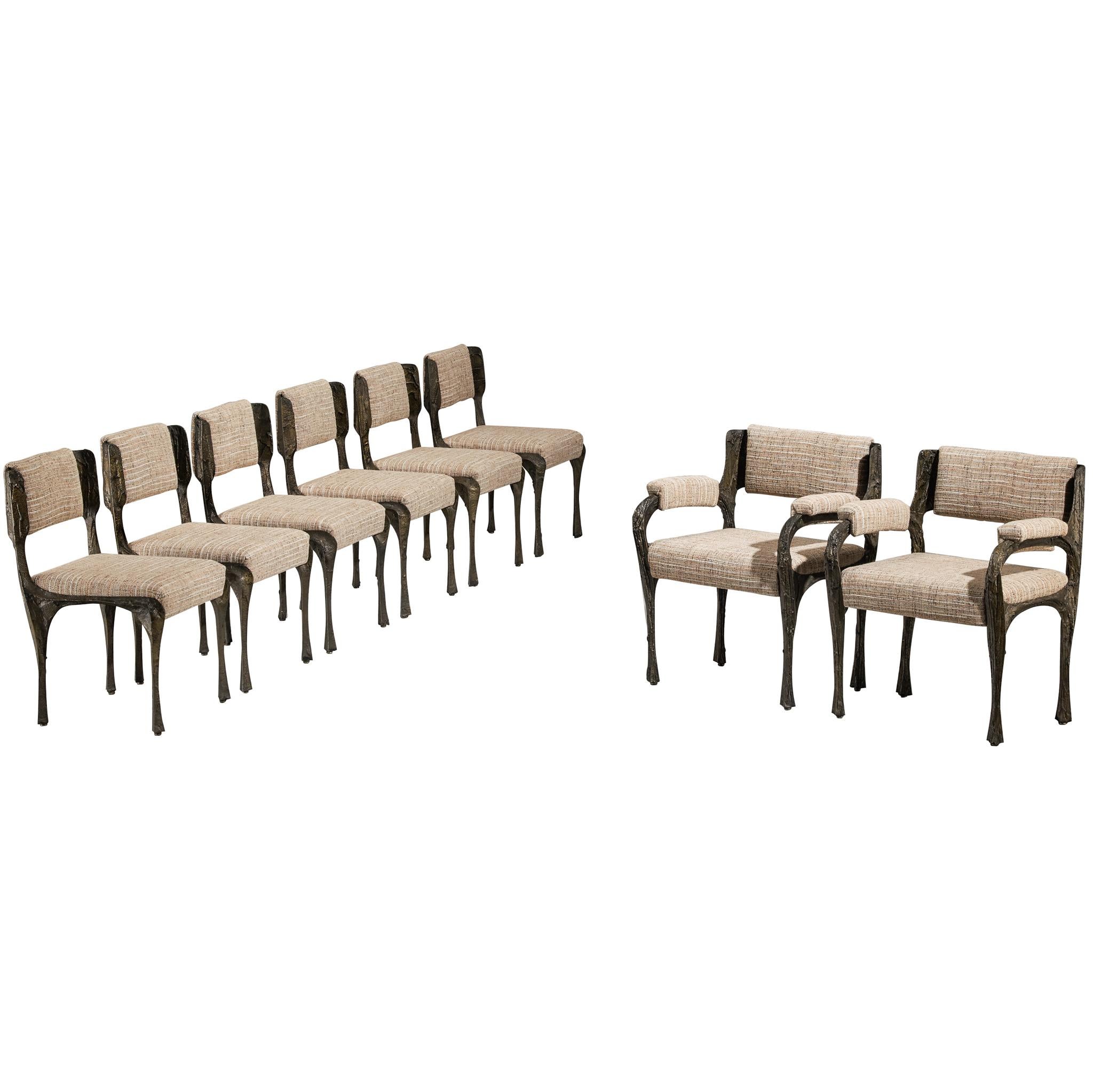 Paul Evans for Directional Sculpted Bronze Dining Chairs For Sale