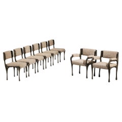 Paul Evans per Directional Set di otto sedie da pranzo in bronzo scolpito