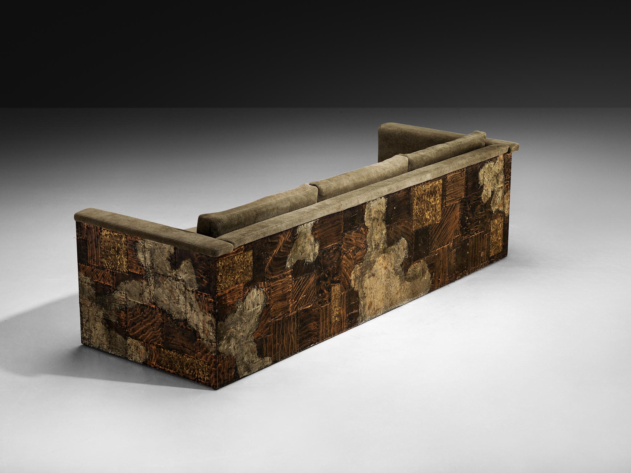 Paul Evans for Paul Evans Studio Custom-Made ‘Patchwork’ Sofa For Sale 4