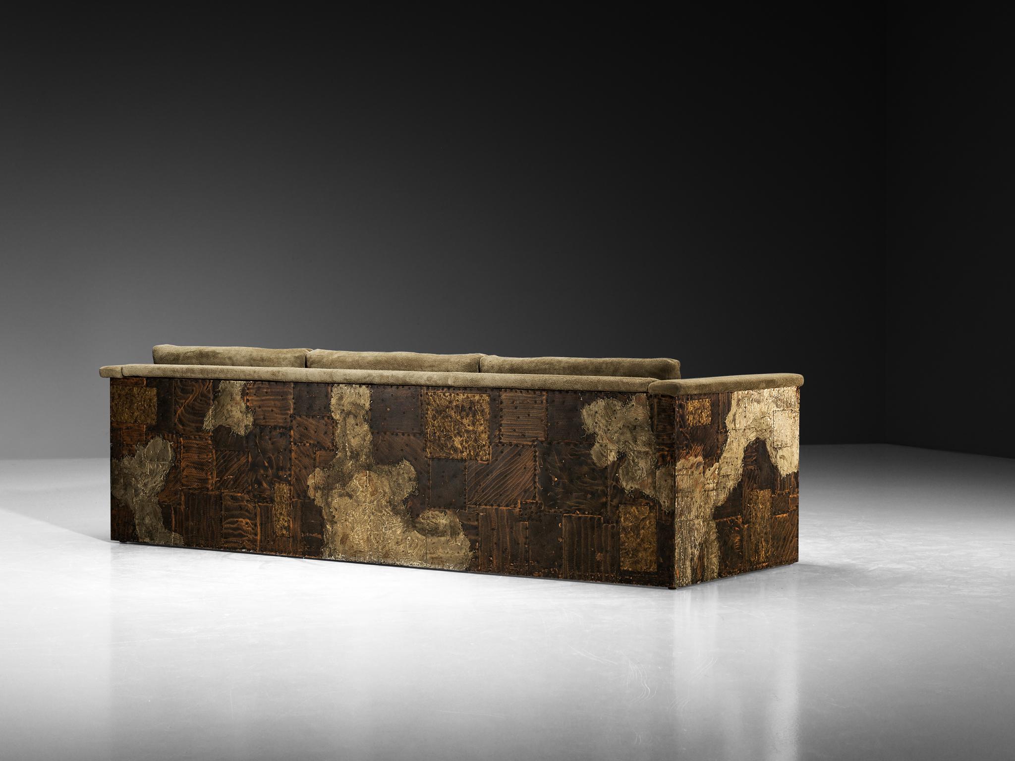 Paul Evans for Paul Evans Studio Custom-Made ‘Patchwork’ Sofa For Sale 5