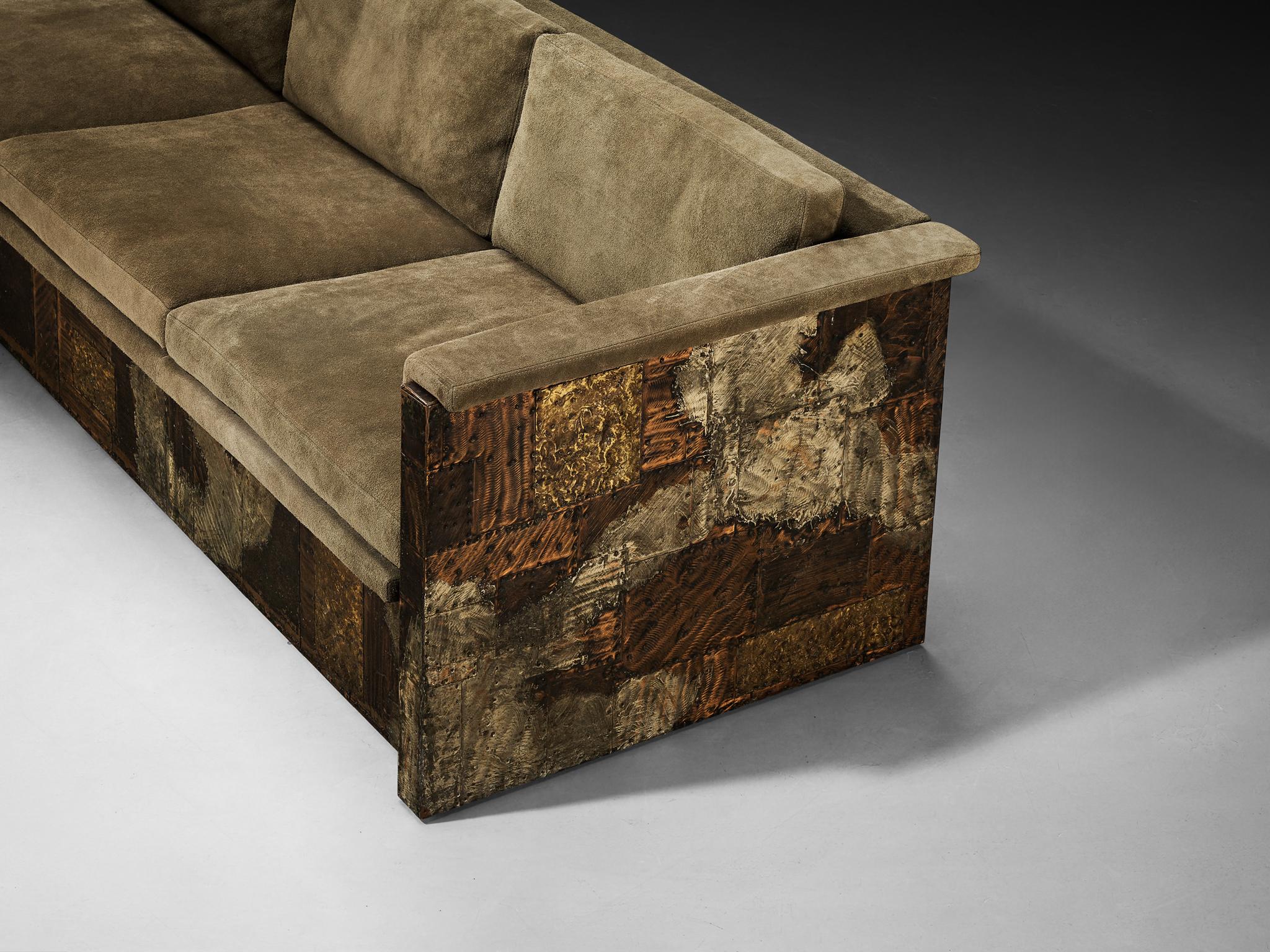 Post-Modern Paul Evans for Paul Evans Studio Custom-Made ‘Patchwork’ Sofa For Sale