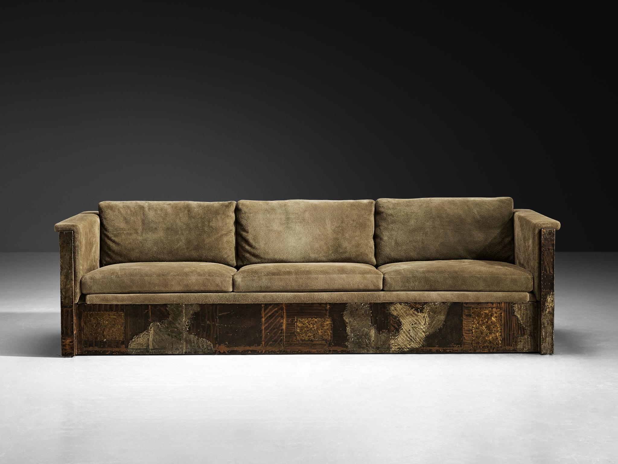 Paul Evans for Paul Evans Studio Custom-Made ‘Patchwork’ Sofa In Good Condition For Sale In Waalwijk, NL