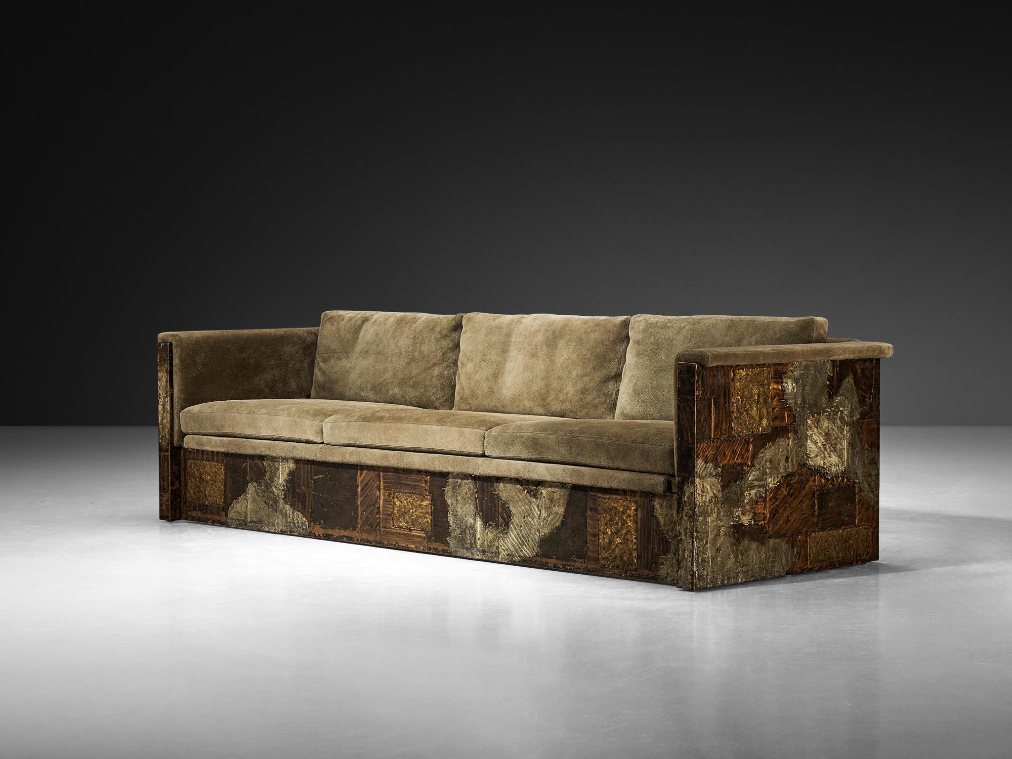 Late 20th Century Paul Evans for Paul Evans Studio Custom-Made ‘Patchwork’ Sofa For Sale