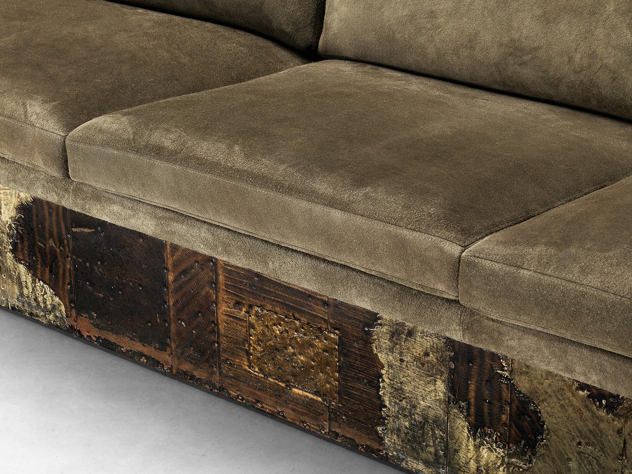 Bronze Paul Evans for Paul Evans Studio Custom-Made ‘Patchwork’ Sofa  For Sale