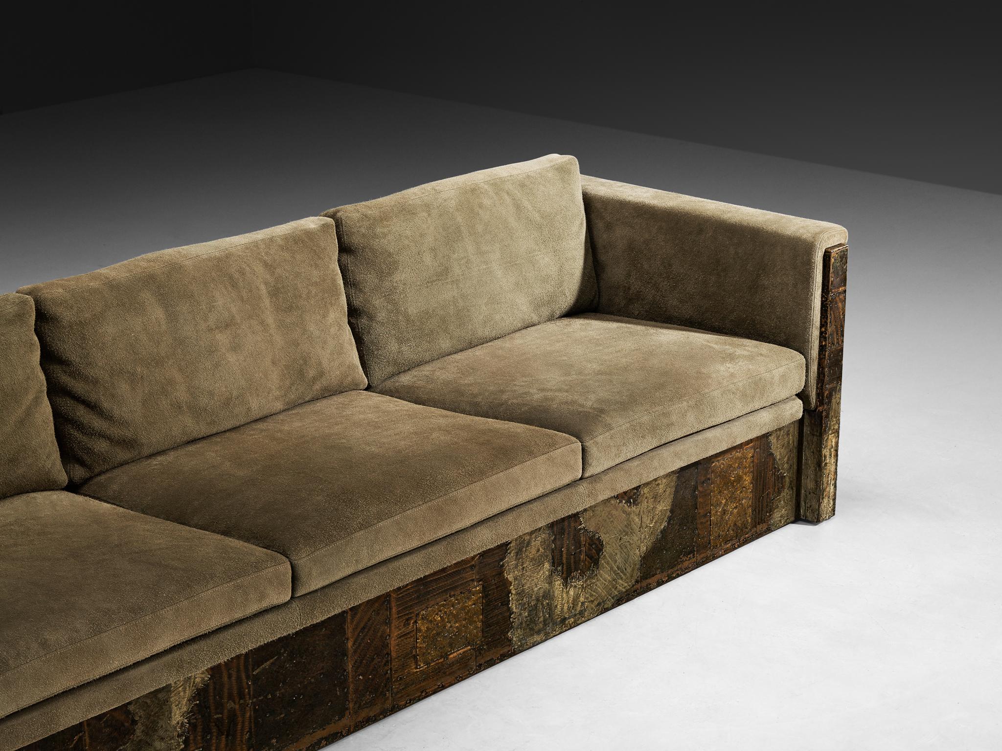 Bronze Paul Evans for Paul Evans Studio Custom-Made ‘Patchwork’ Sofa For Sale