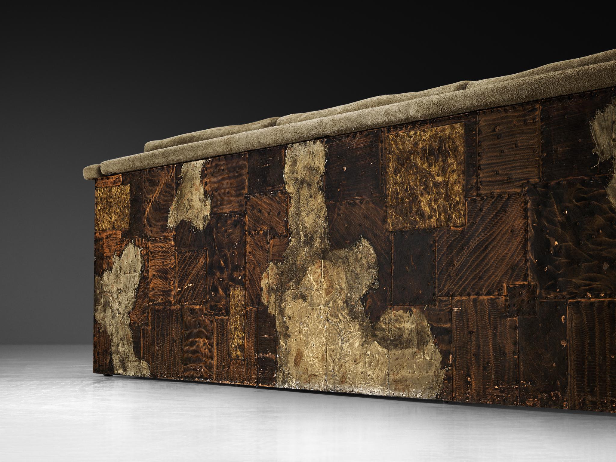 Paul Evans for Paul Evans Studio Custom-Made ‘Patchwork’ Sofa For Sale 2