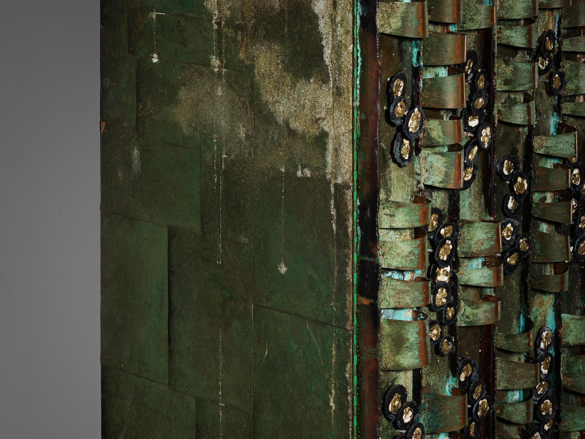 Brass Paul Evans for Paul Evans Studio Early and Rare Loop Cabinet in Copper For Sale