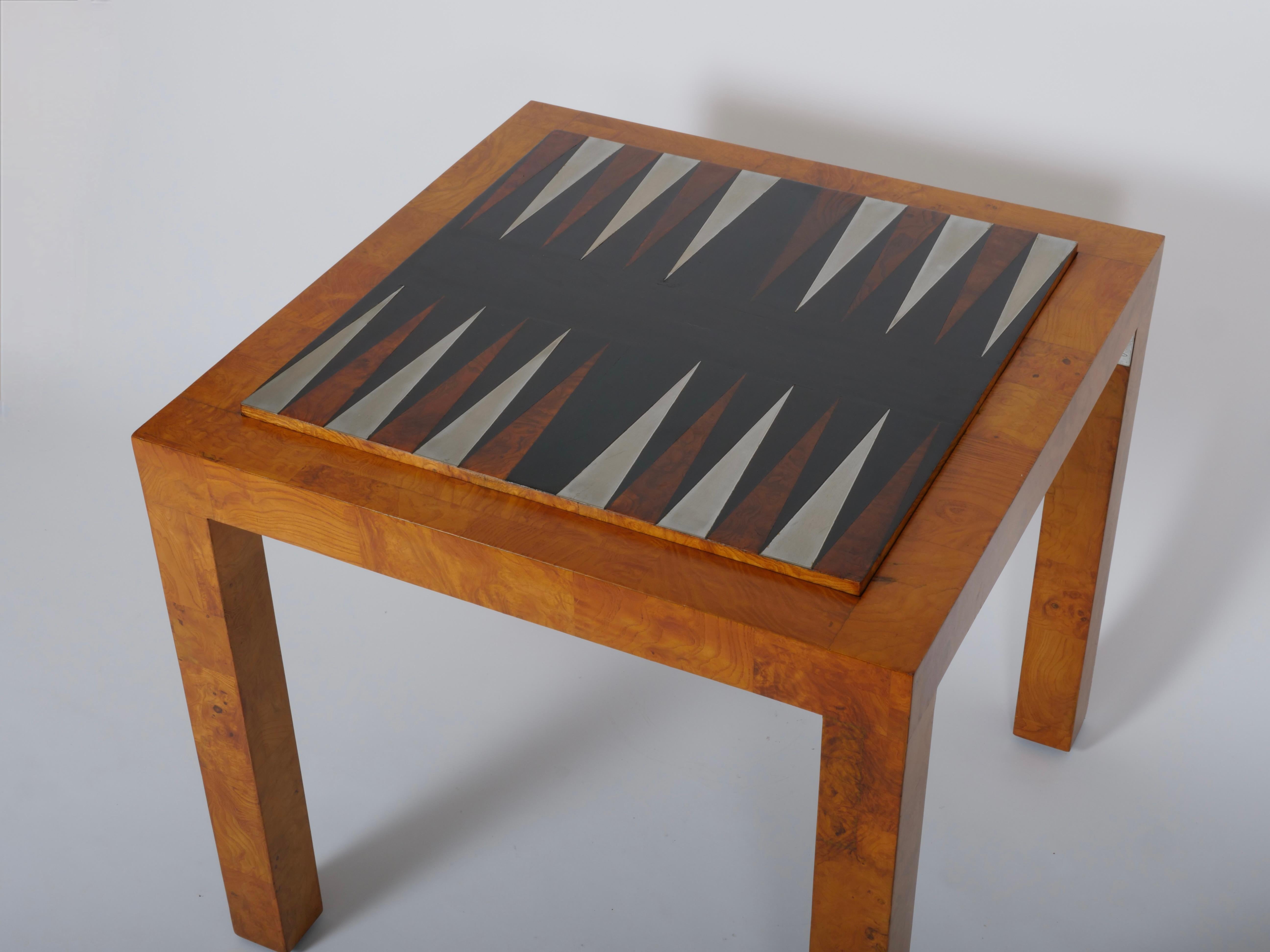 Américain Table de jeux de Paul Evans, échecs, backgammon et cartes Am. c1970 en vente