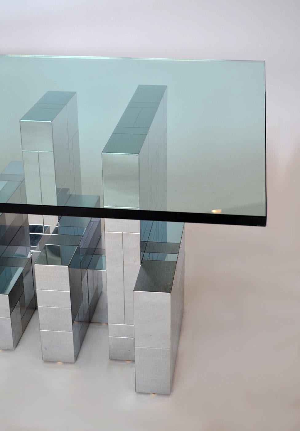 Moderne Table basse Cityscape en verre et chrome de Paul Evans pour Directional 1970s en vente