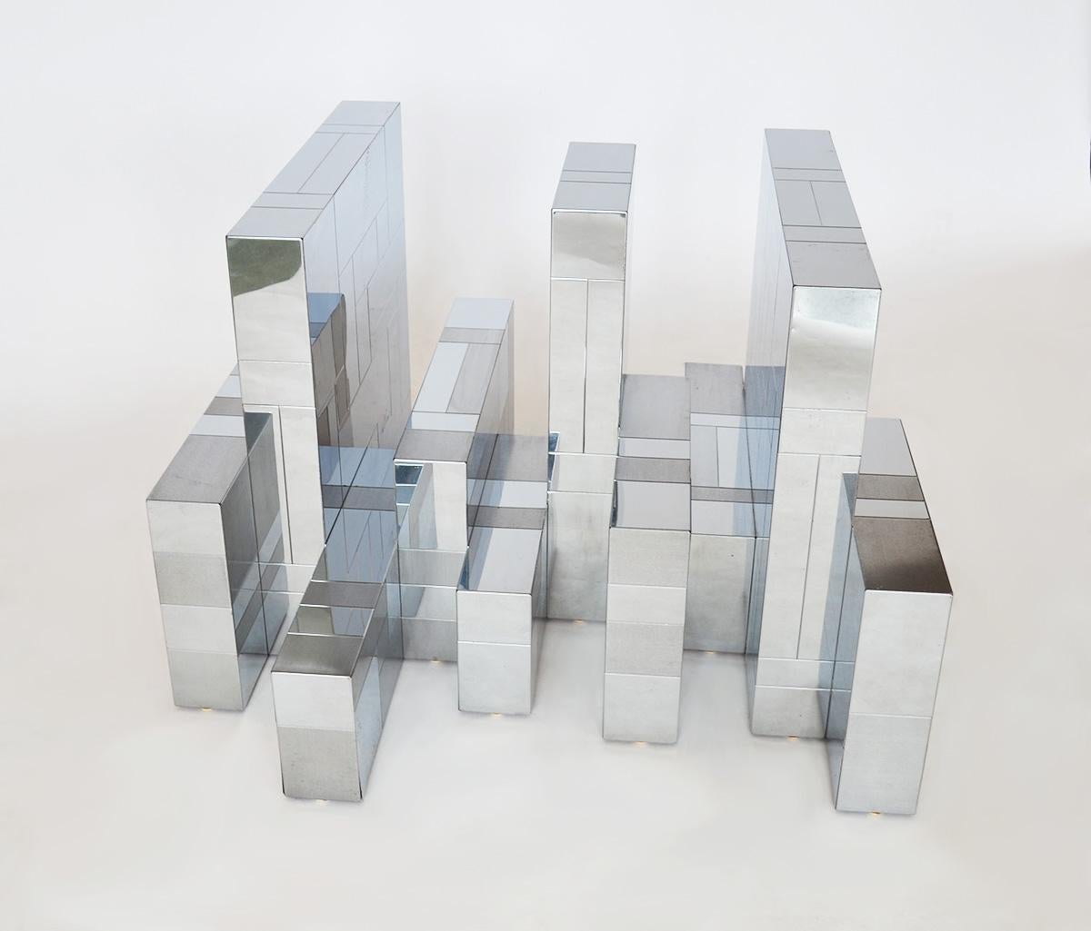 Table basse Cityscape en verre et chrome de Paul Evans pour Directional 1970s Bon état - En vente à Fort Lauderdale, FL