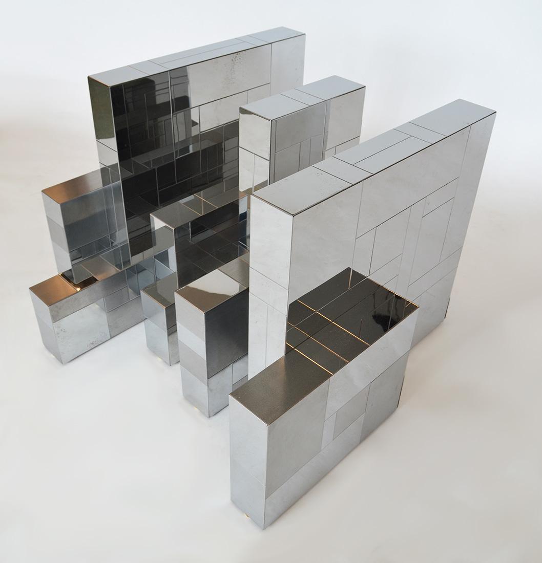 Verre Table basse Cityscape en verre et chrome de Paul Evans pour Directional 1970s en vente