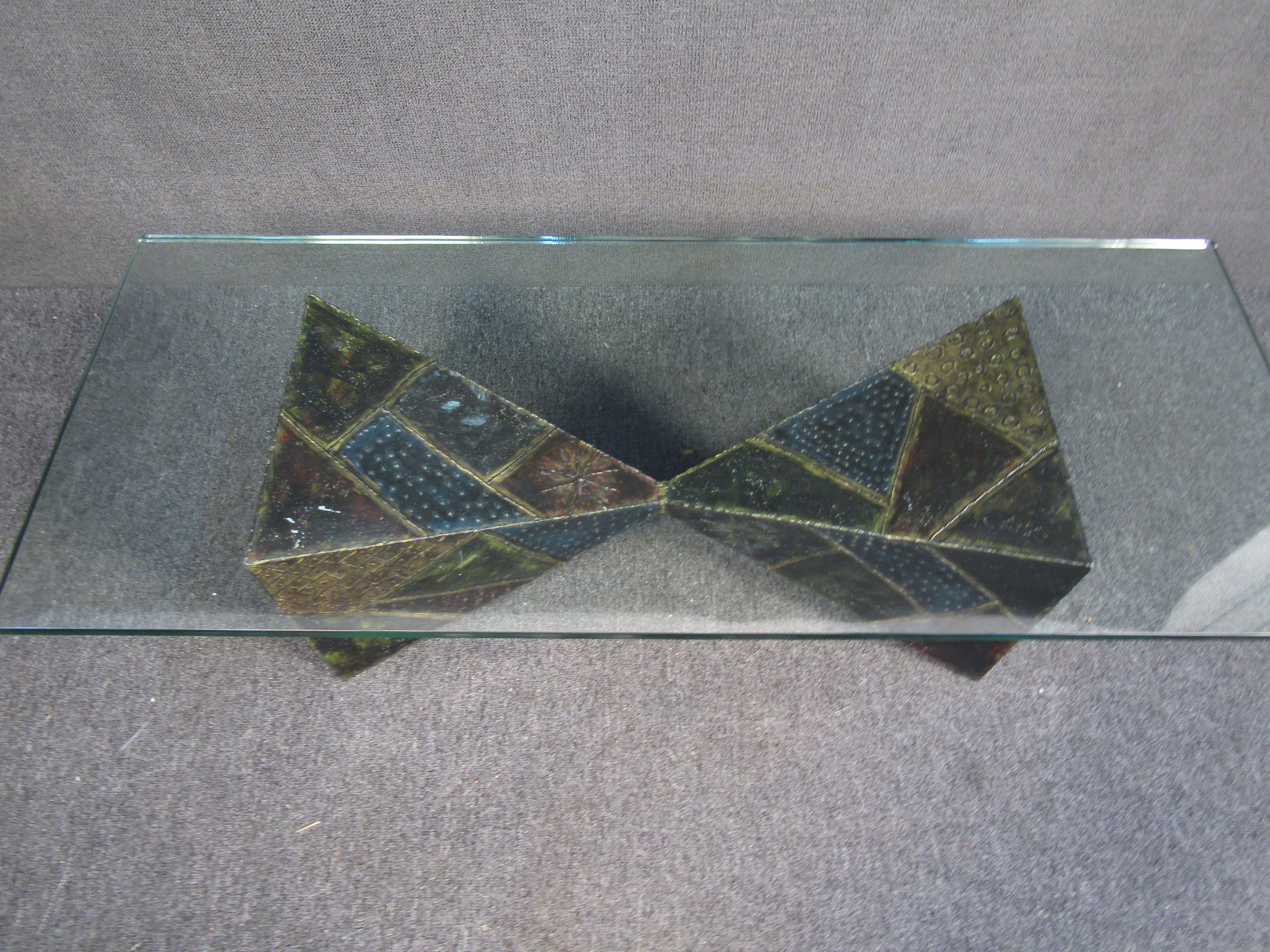 Américain Table basse en verre Paul Evans en vente