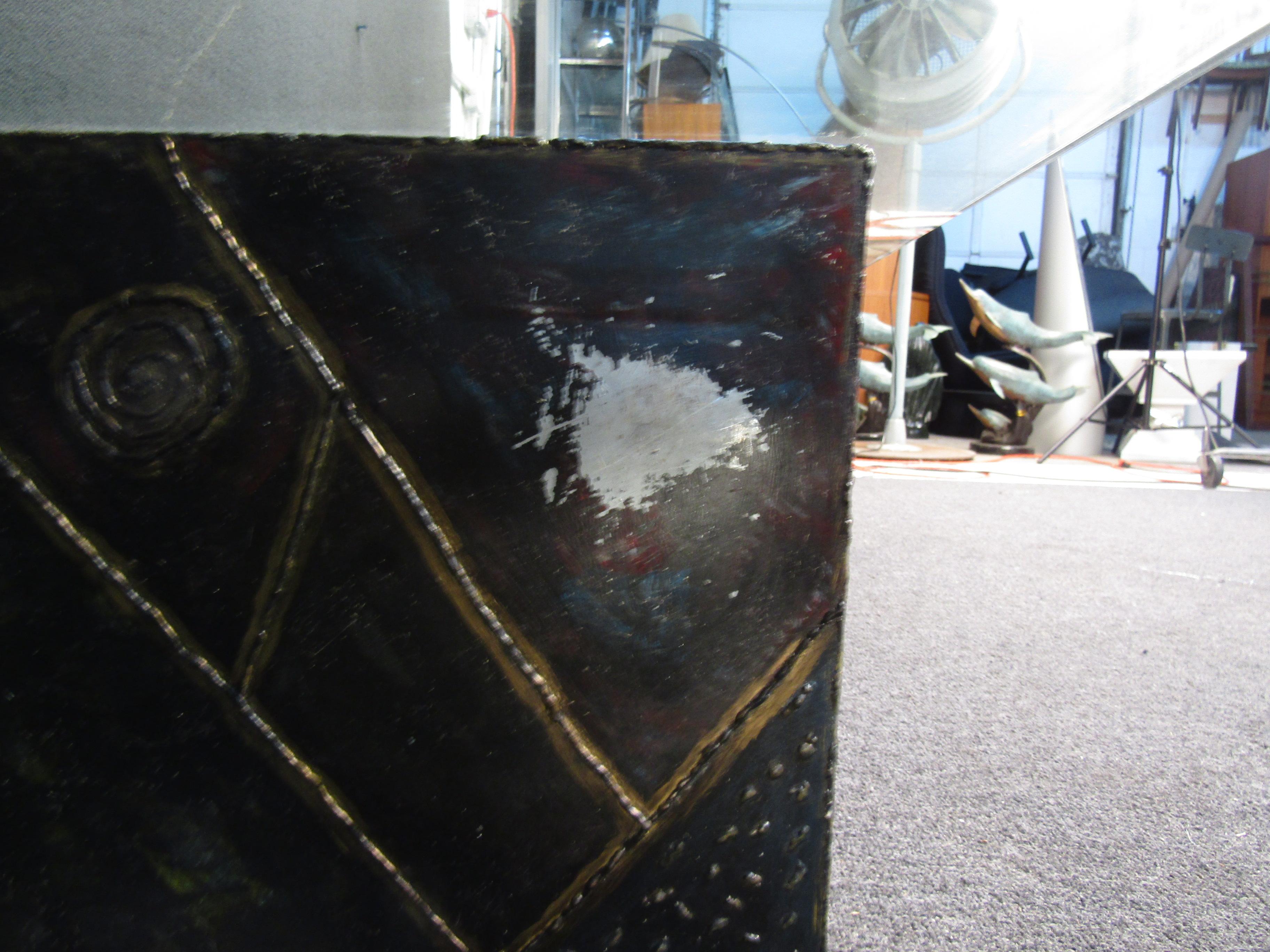 Métal Table basse en verre Paul Evans en vente