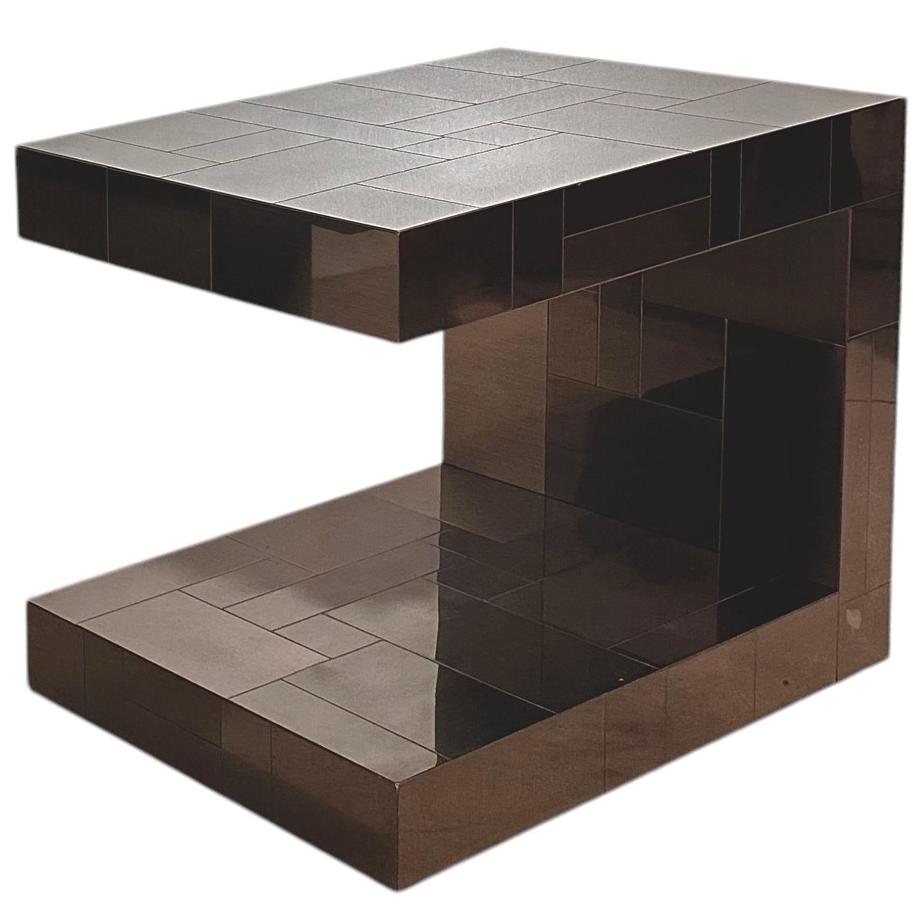 Late 20th Century Paul Evans Gunmetal Cityscape Nightstands/End Tables, 1970