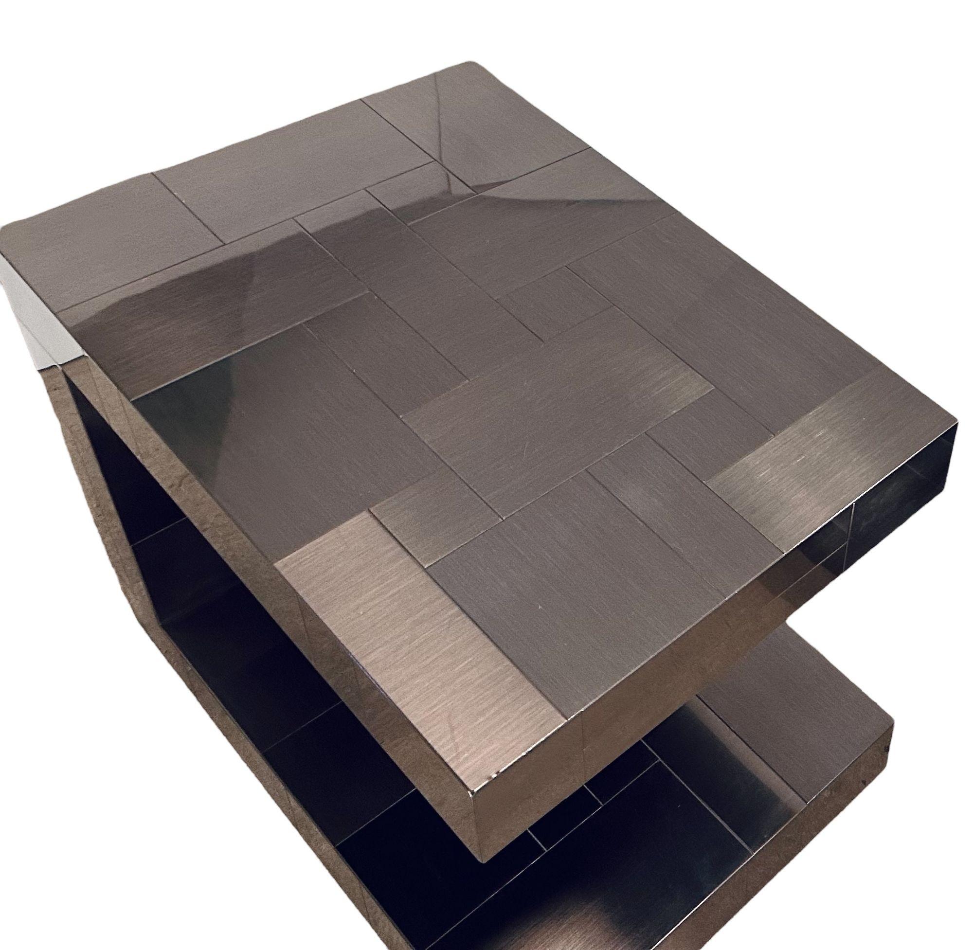 Metal Paul Evans Gunmetal Cityscape Nightstands/End Tables, 1970