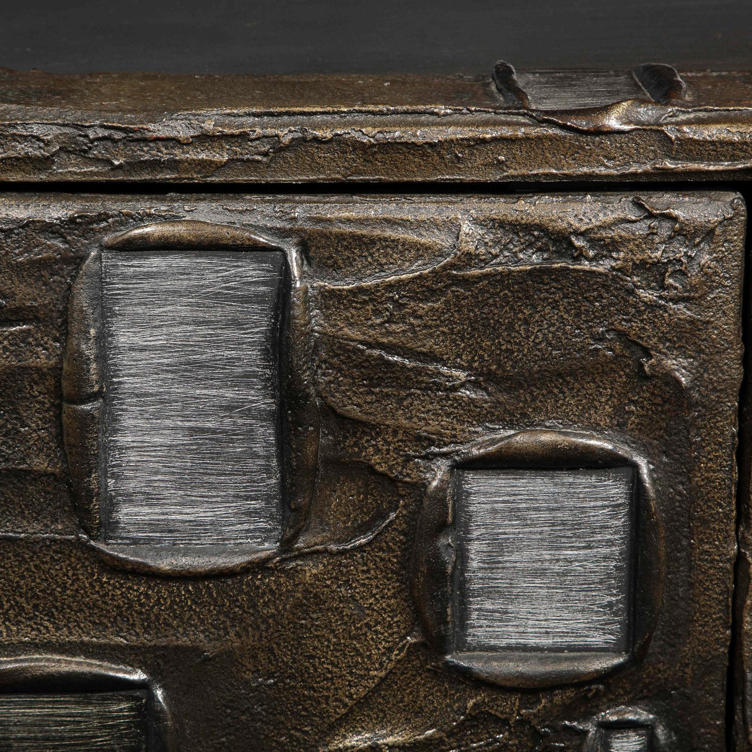 Slate Paul Evans Important Sculpted Bronze Wall Cabinet 1969 'Signed'