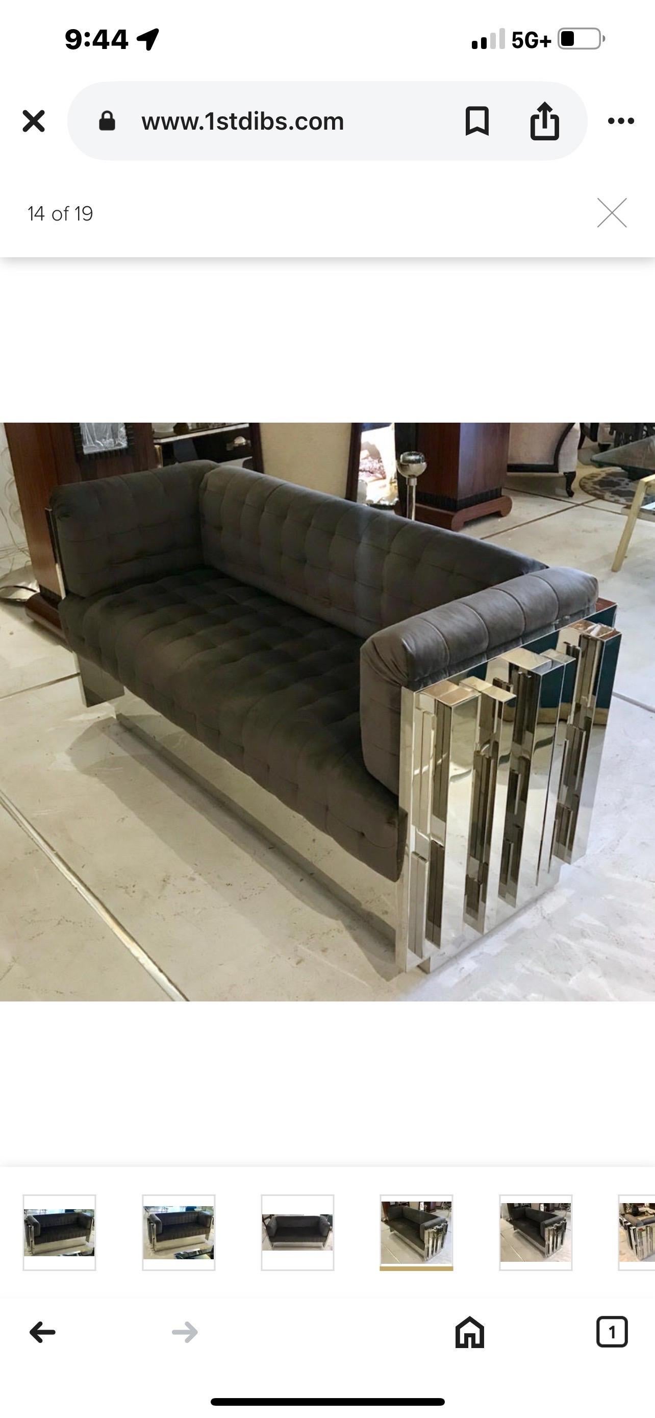 Sofá o Loveseat Cubista Cromado Inspirado en Paul Evans siglo XX en venta