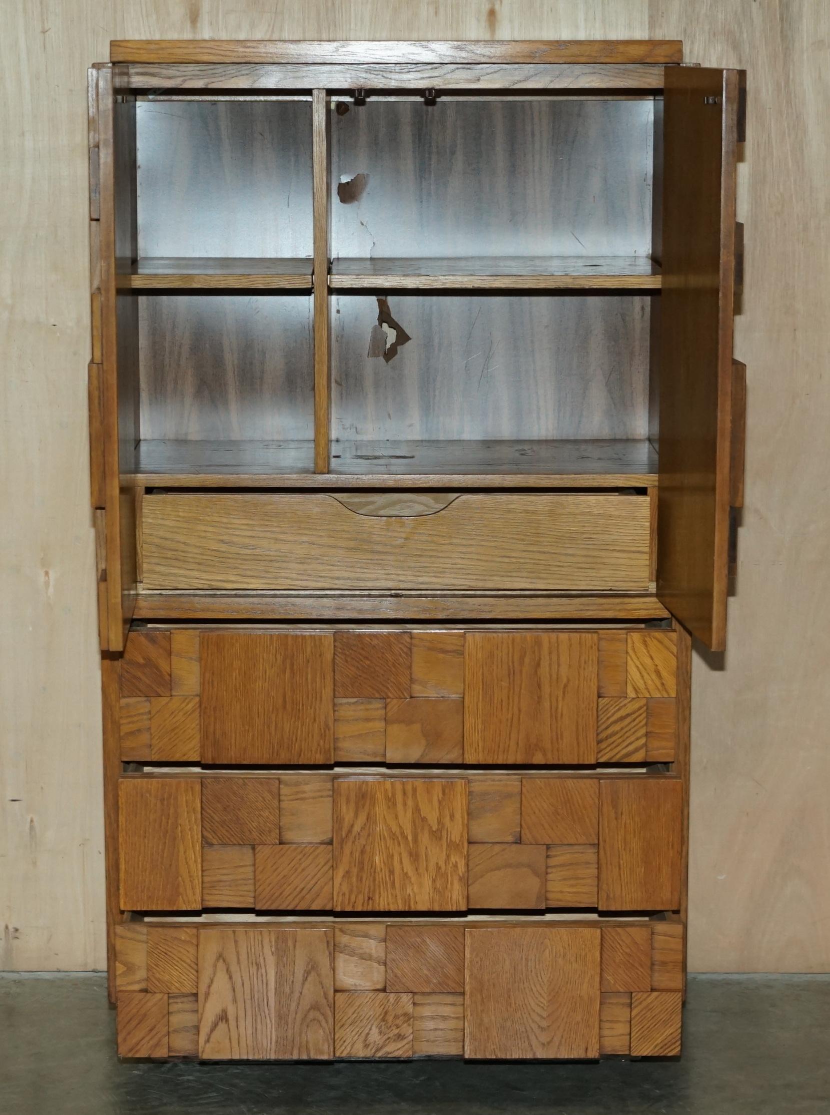 Paul Evans Lane Furniture Brutalist Tallboy Cupboard Chest of Drawers Part Suite 3