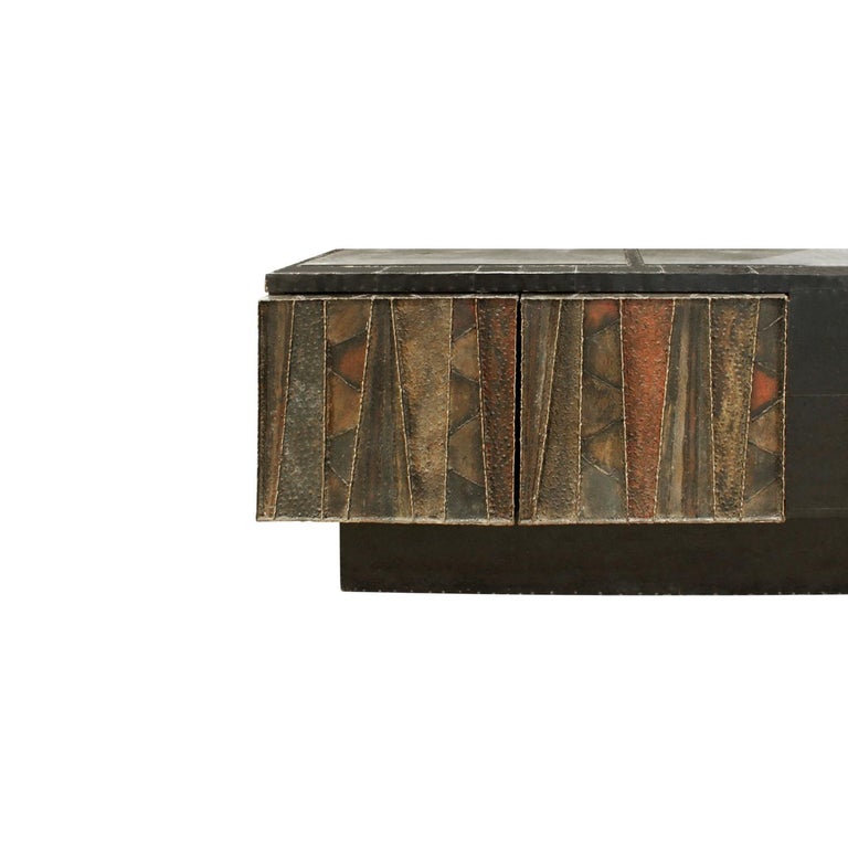 Paul Evans Large Deep Relief Credenza 1970 Signed At 1stdibs
