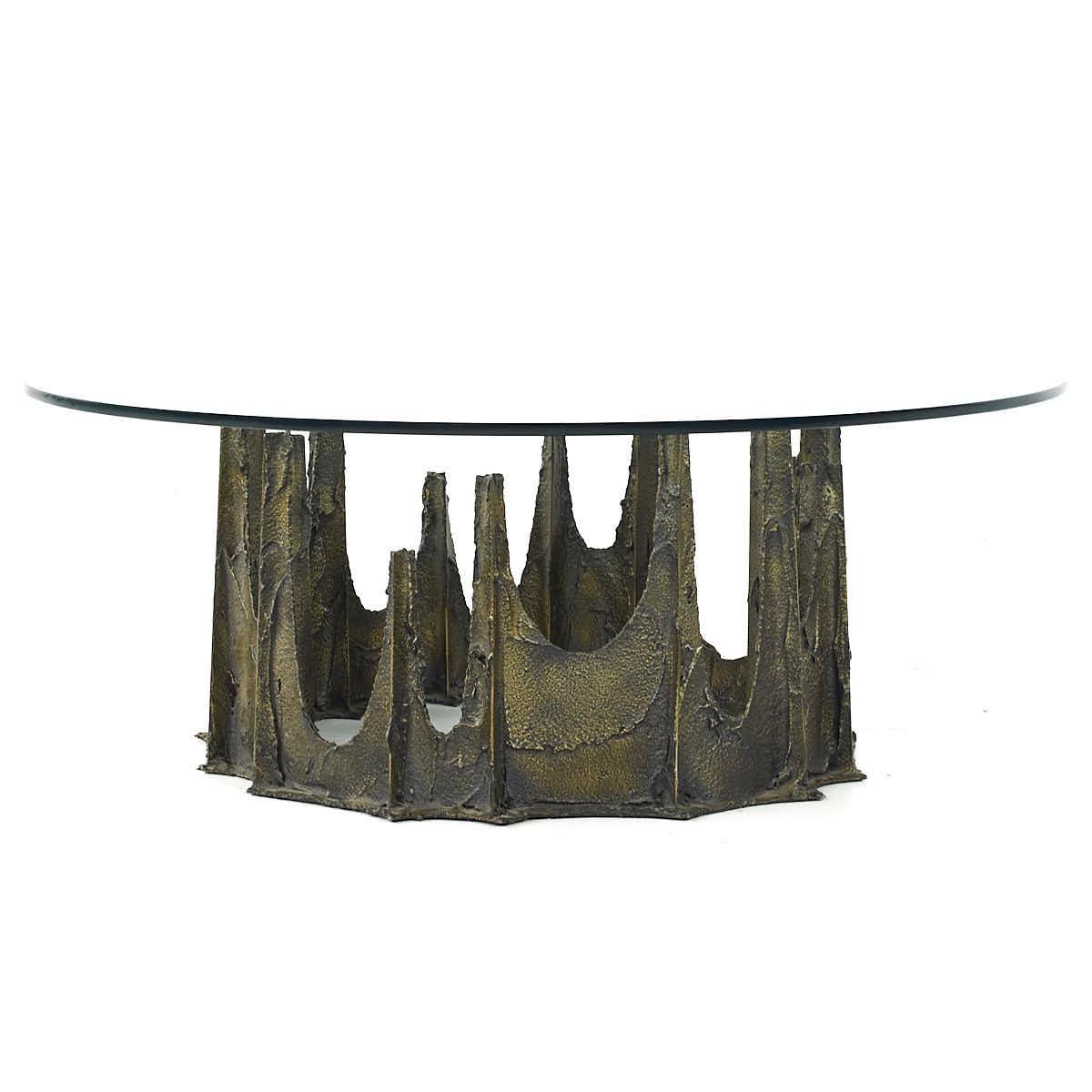 Mid-Century Modern Table basse ronde en stalagmite de Paul Evans datant du milieu du siècle 1972 en vente