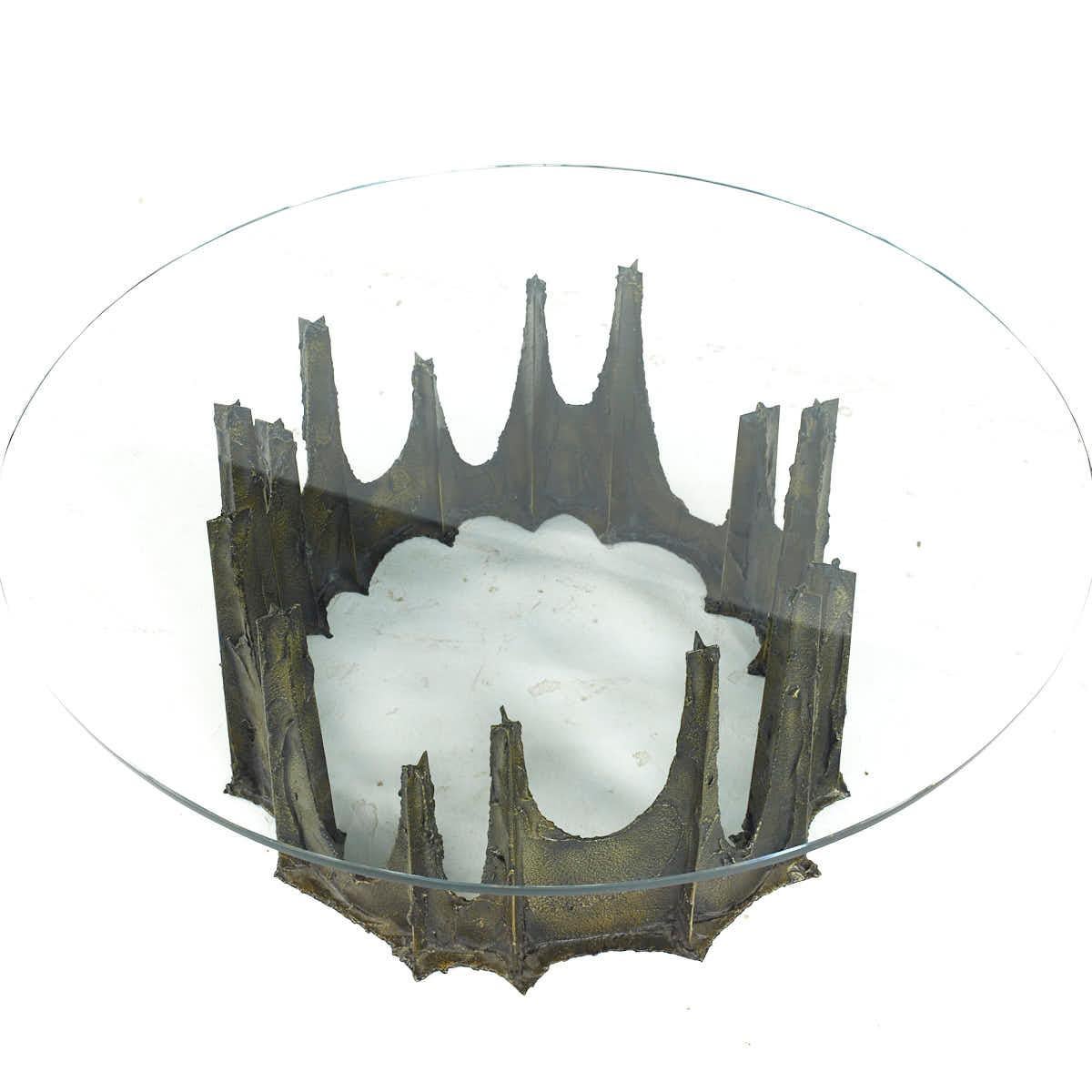 Métal Table basse ronde en stalagmite de Paul Evans datant du milieu du siècle 1972 en vente