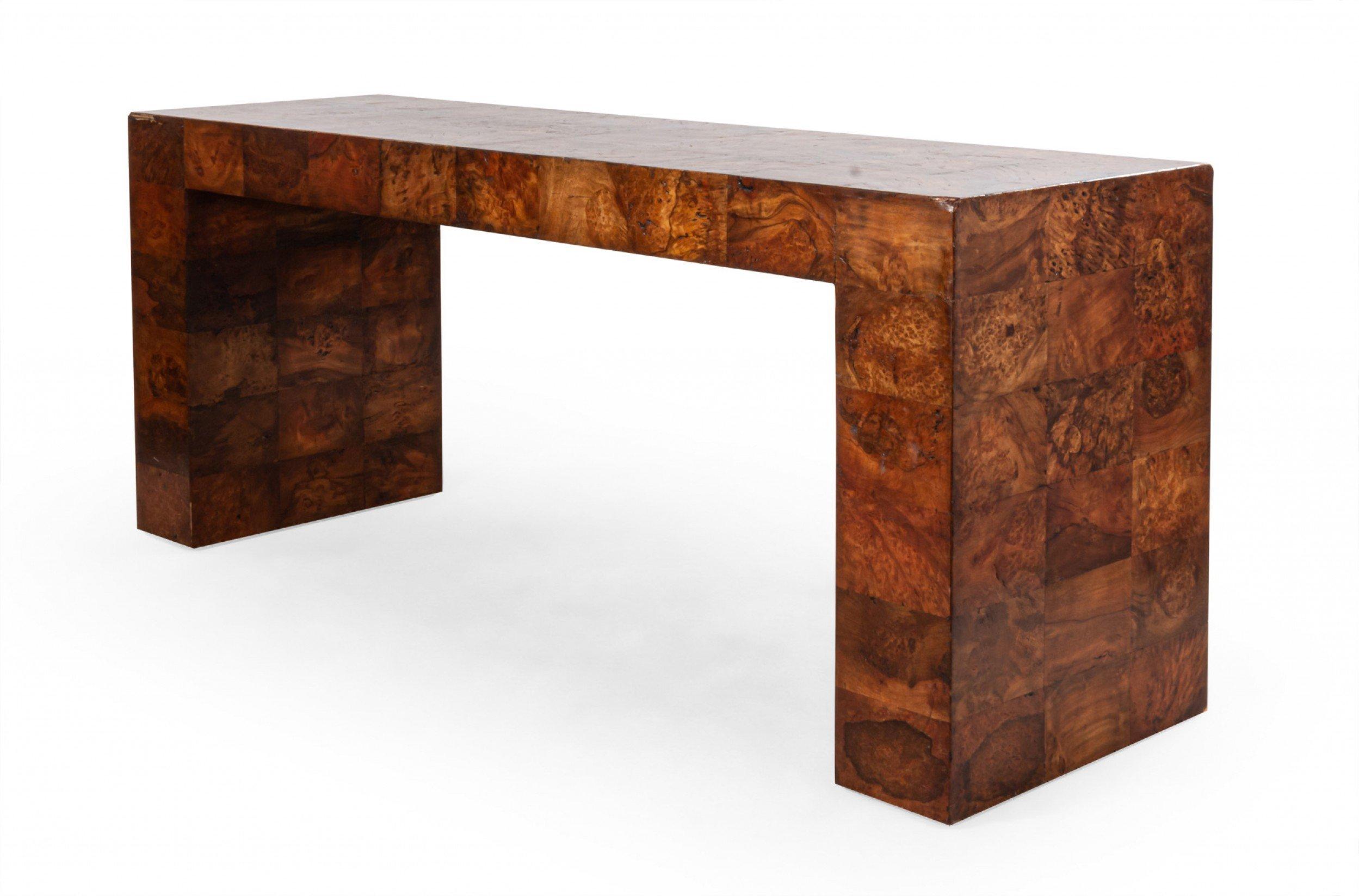 Mid-Century Modern Paul Evans Midcentury Burl Wood Patchwork Console Table