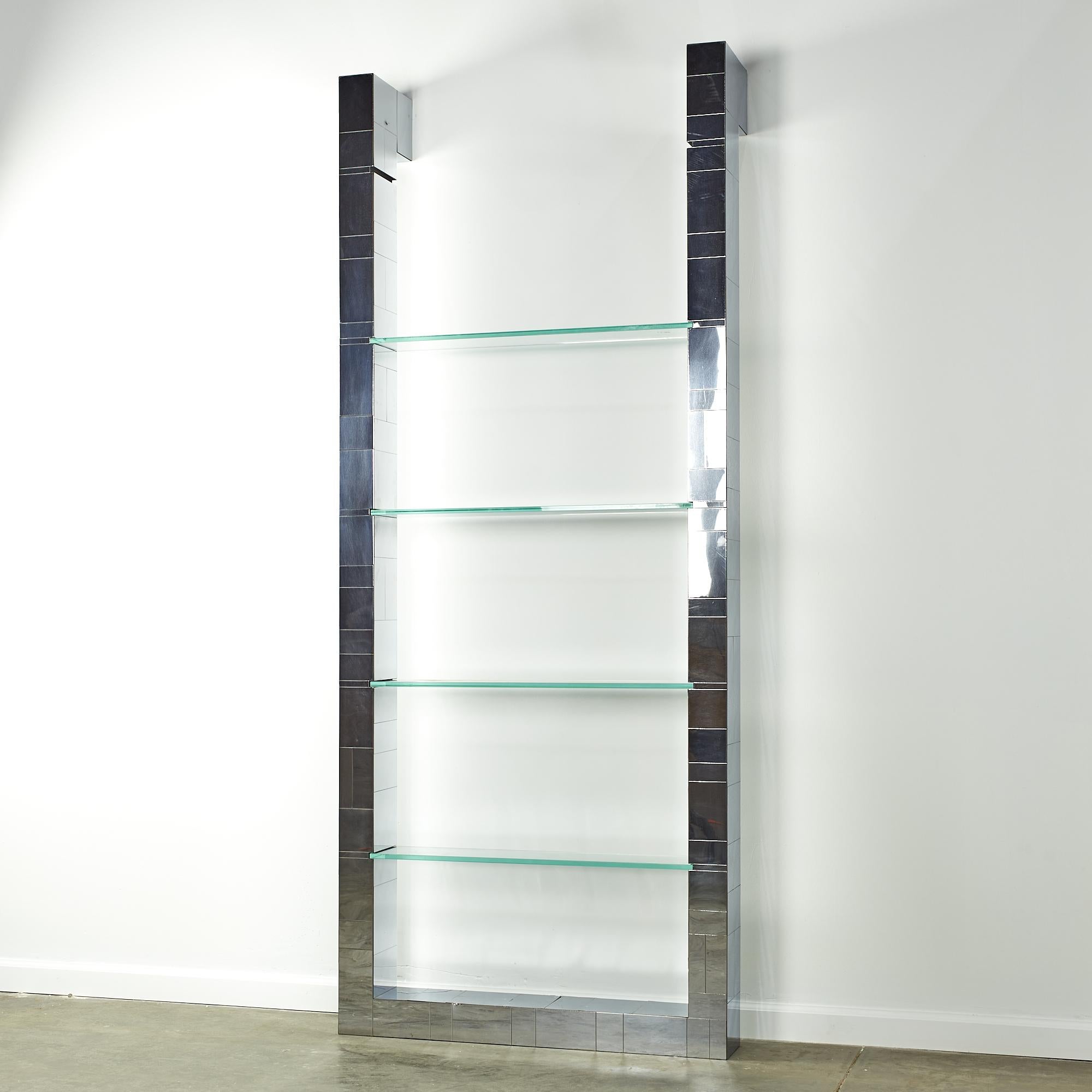Mid-Century Modern Paul Evans Midcentury Chrome Cityscape Wall Shelf Bookshelf For Sale