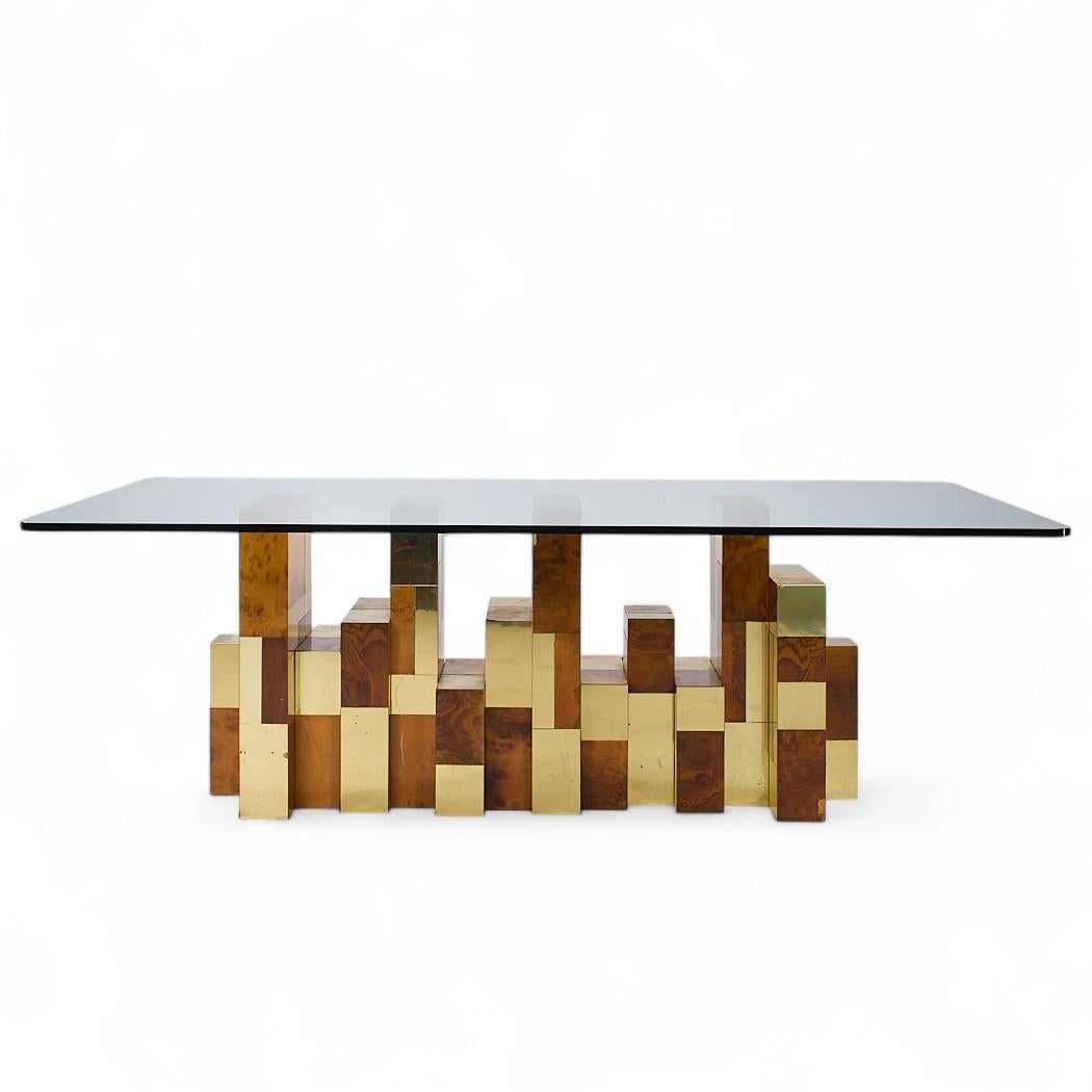 Paul Evans Mid Century Cityscape Burlwood and Brass Dining Table

This dining table measures: 90 wide x 48 deep x 29.25 inches high, with a chair clearance of 28.25 inches

All pieces of furniture can be had in what we call restored vintage