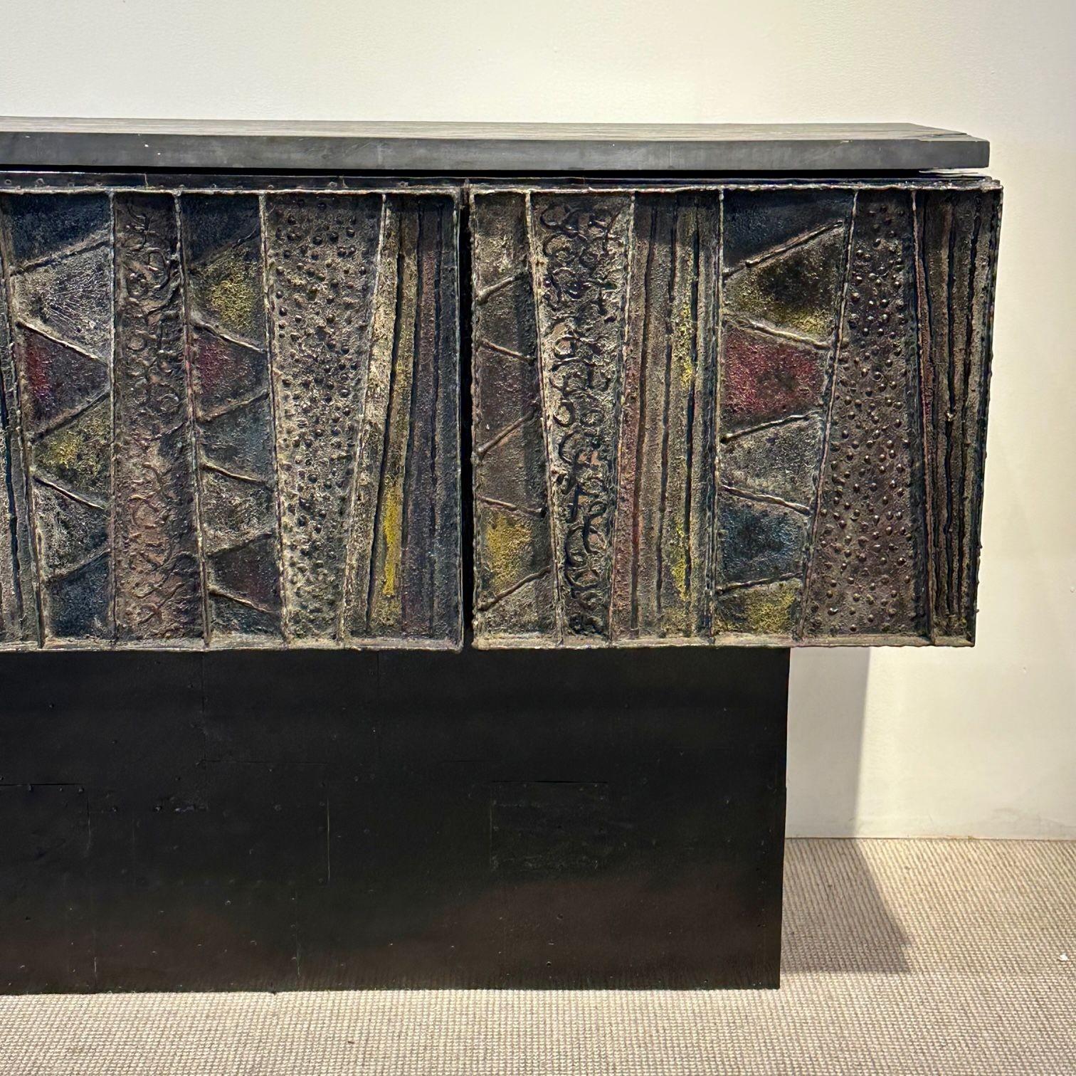 Mid-20th Century Paul Evans, Brutalist, Mid-Century Modern Deep Relief Credenza, Sideboard, 1967 For Sale