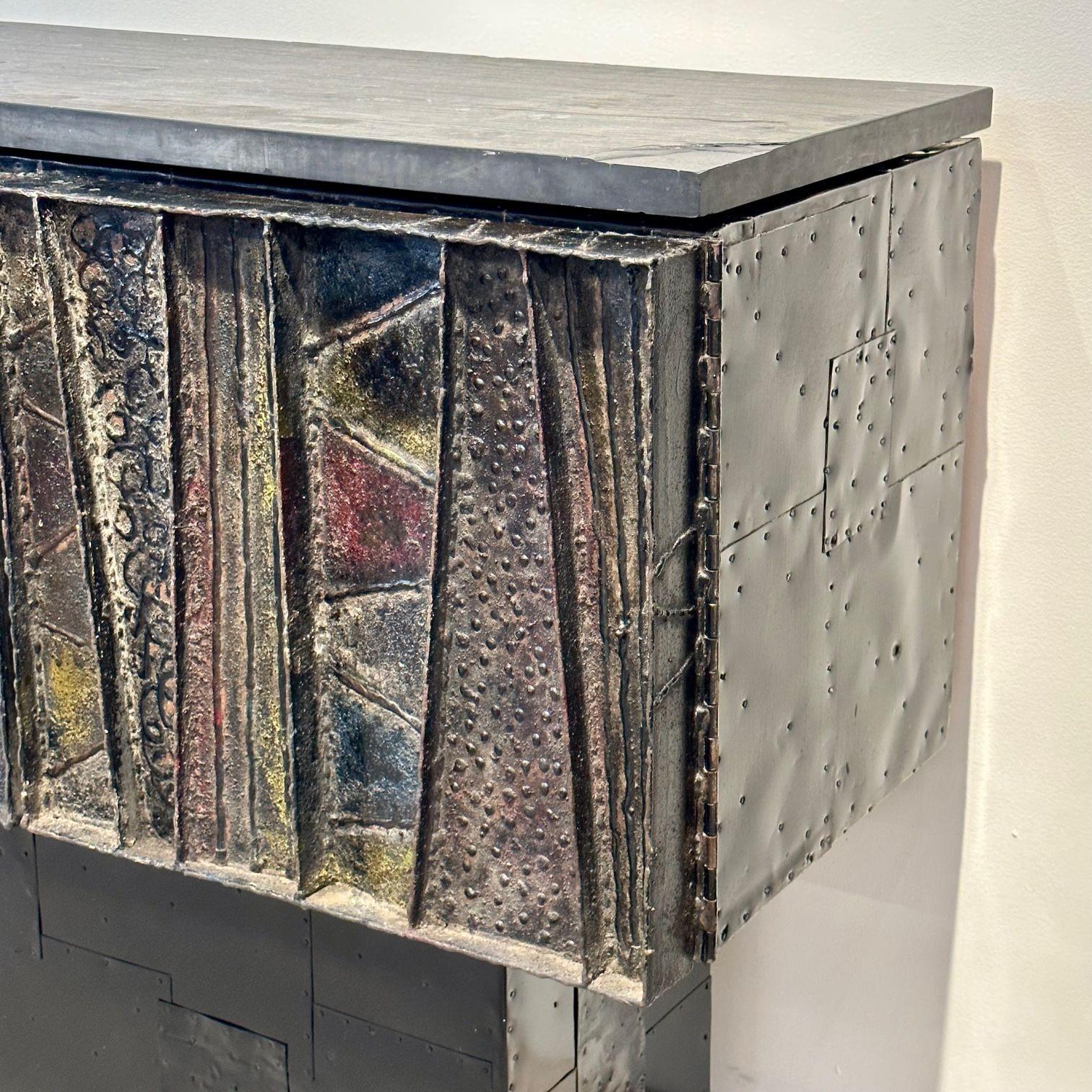 Steel Paul Evans, Brutalist, Mid-Century Modern Deep Relief Credenza, Sideboard, 1967 For Sale