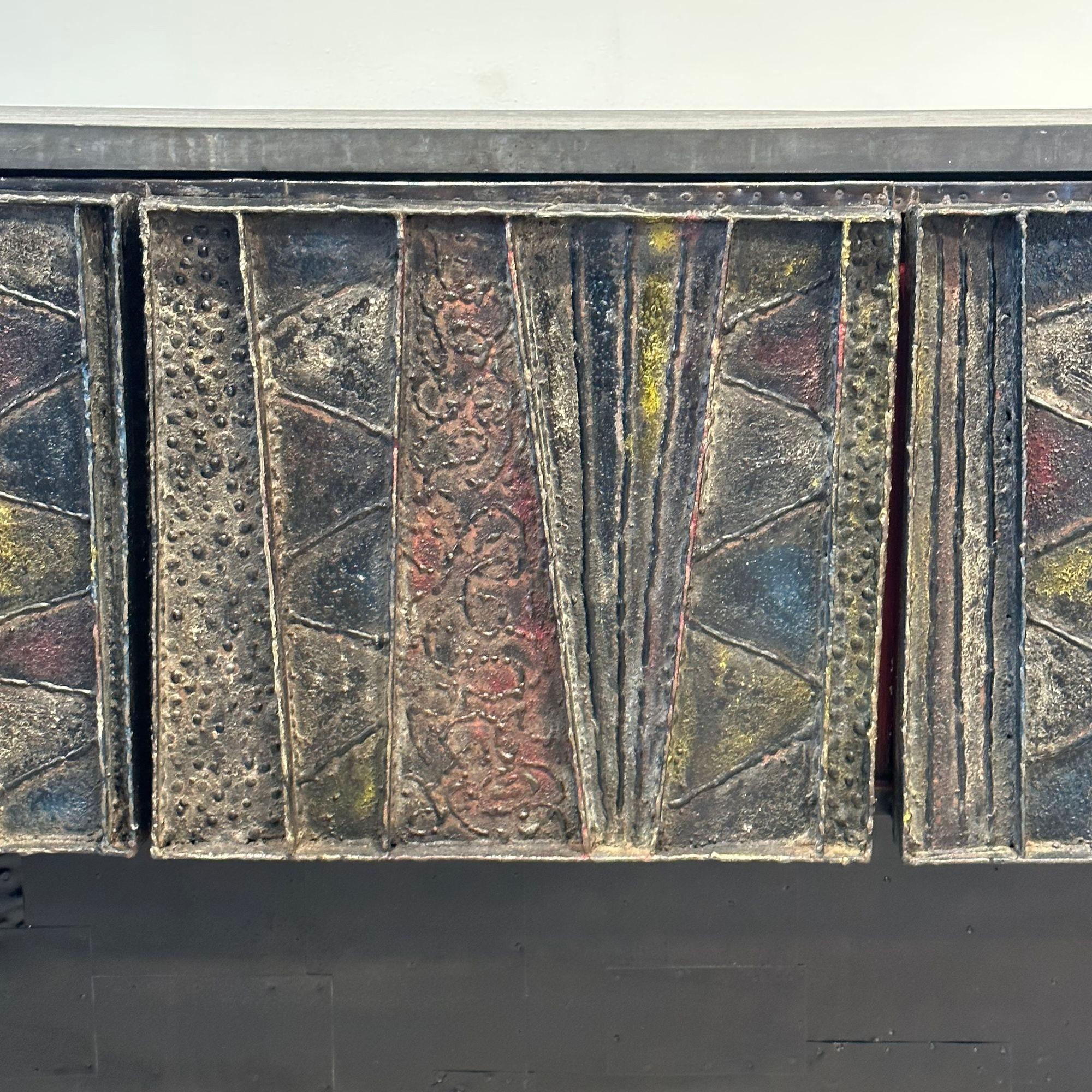 Crédence brutaliste, moderne du milieu du siècle dernier, en relief profond, de Paul Evans, 1967 en vente 2