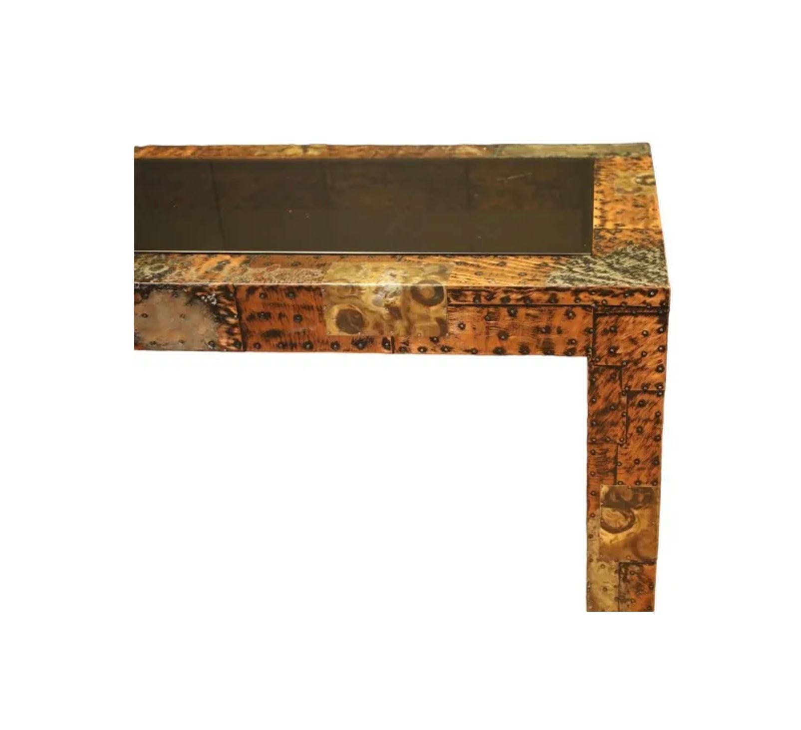 Paul Evans Mid-Century Modern Brutalist Mixed Metal Console Table, 1970’s In Excellent Condition For Sale In Hampstead, QC