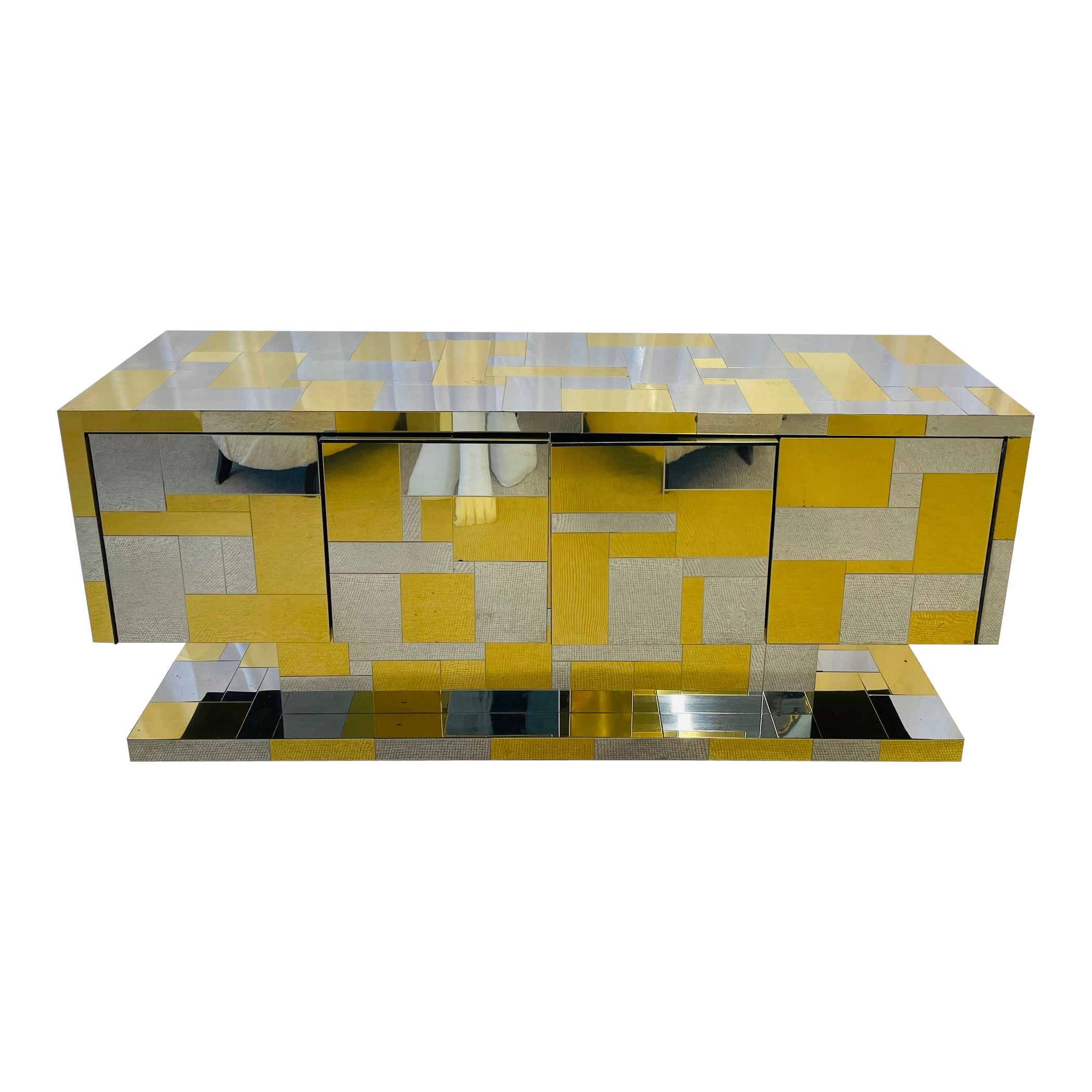 Paul Evans, Mid-Century Modern, Cityscape Sideboard, Brass, Chrome, 1970s