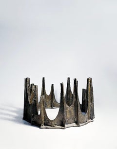 Paul Evans Mid-century Sculpted Bronze Stalagmite Round Coffee Table w/Glass