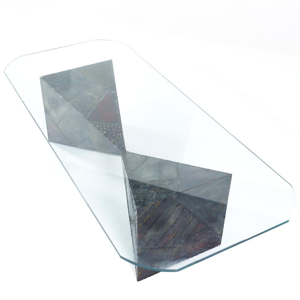Paul Evans Mid Century Sculpted Steel and Polychrome Bowtie Coffee Table For Sale 1