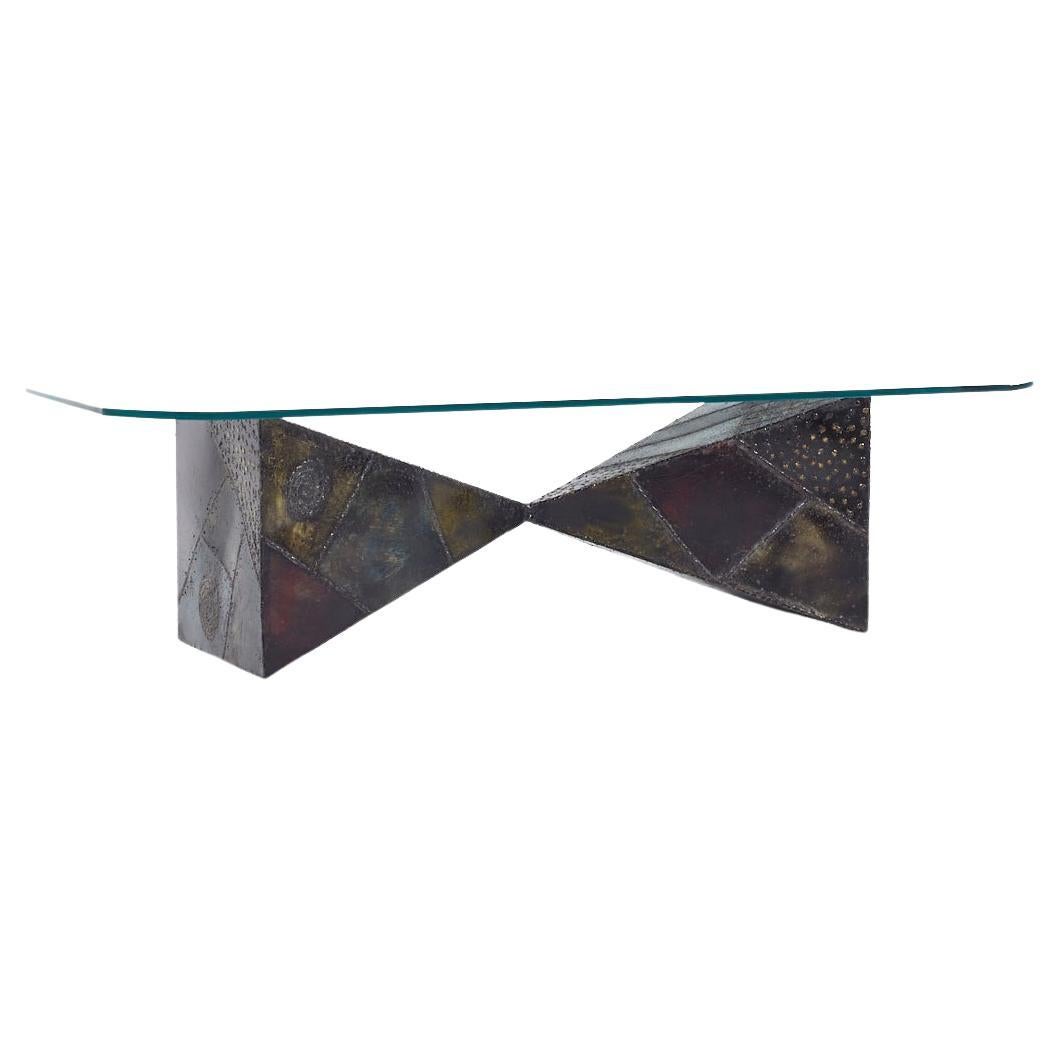 Paul Evans Mid Century Sculpted Steel and Polychrome Bowtie Coffee Table For Sale