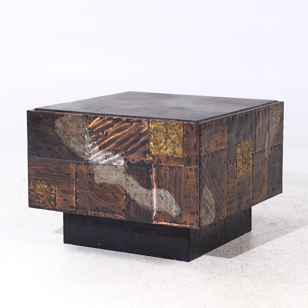 Mid-Century Modern Table d'appoint Patchwork en acier soudé et patiné du milieu du siècle de Paul Evans en vente